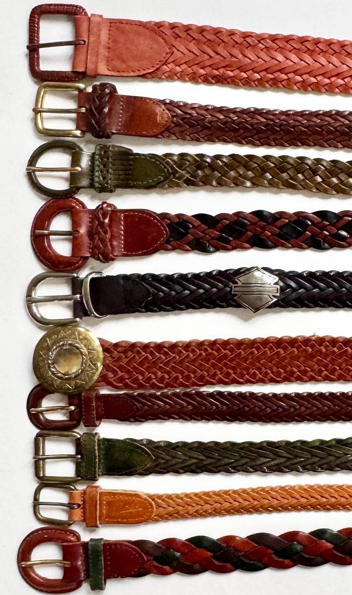 Vintage Braided Woven Leather Belt: 80s-90s Neutral Style