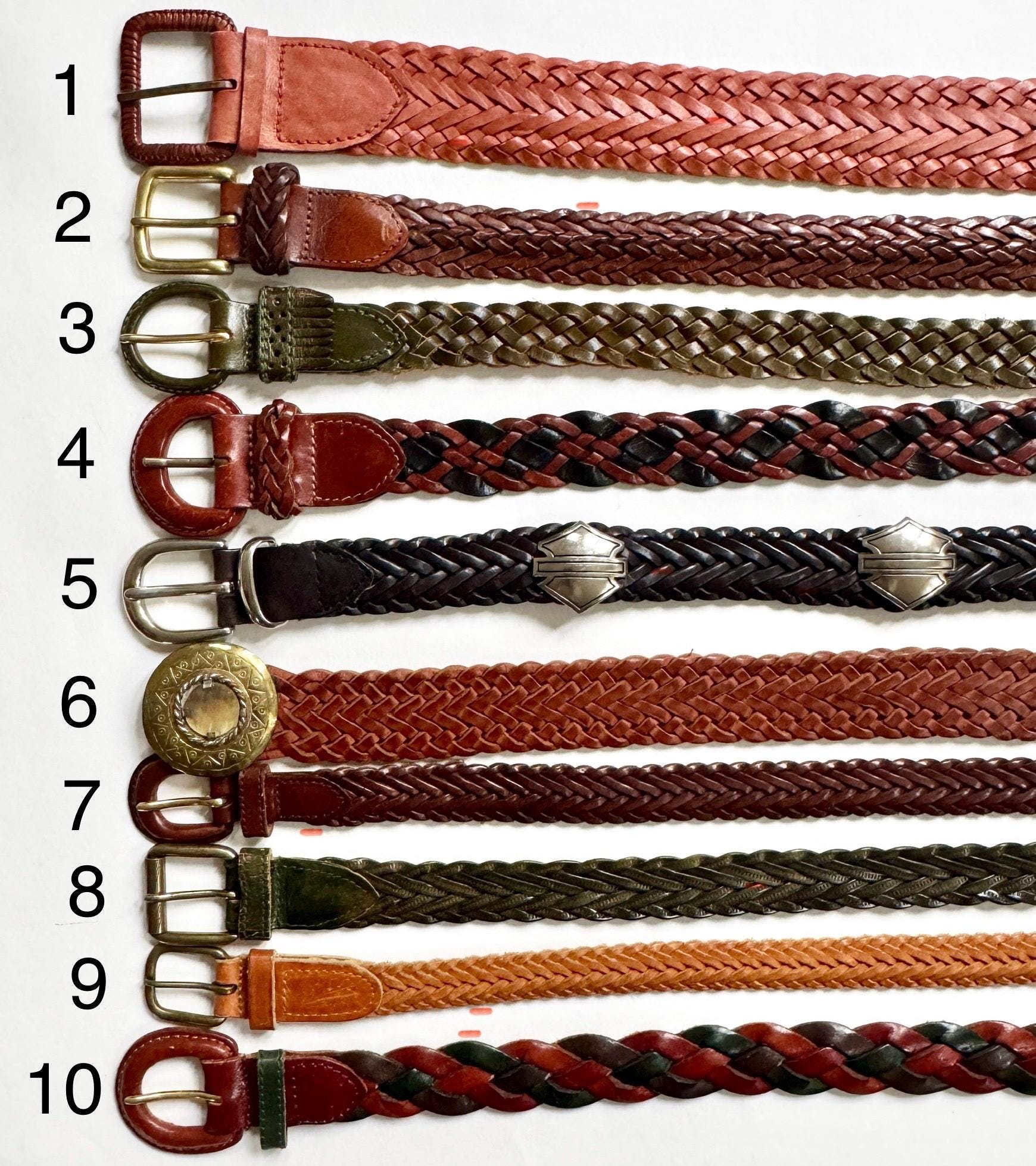 Vintage Braided Woven Leather Belt: 80s-90s Neutral Style
