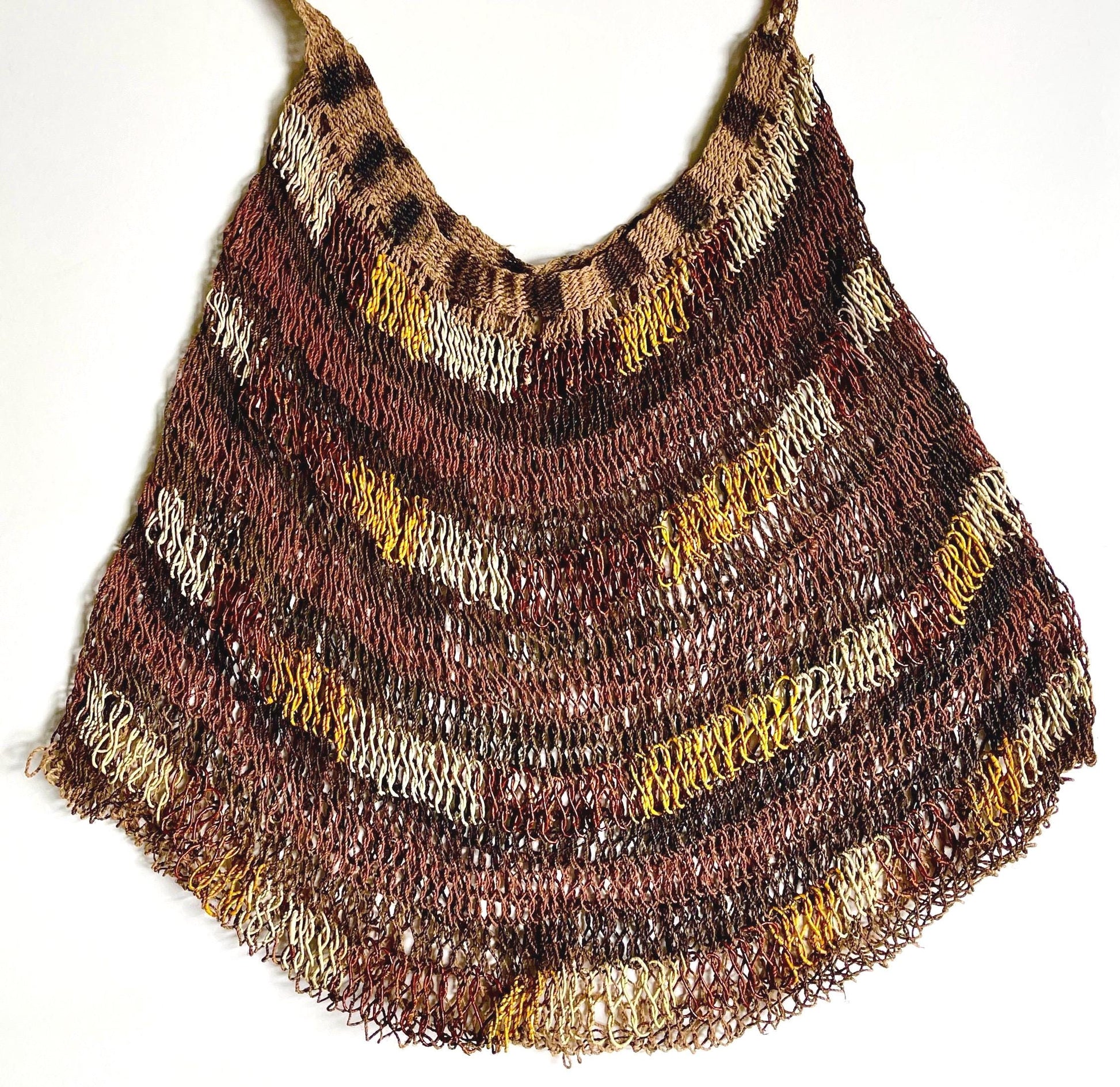 Antique Papua New Guinea Bilum Bag: Vintage Woven Fiber Art