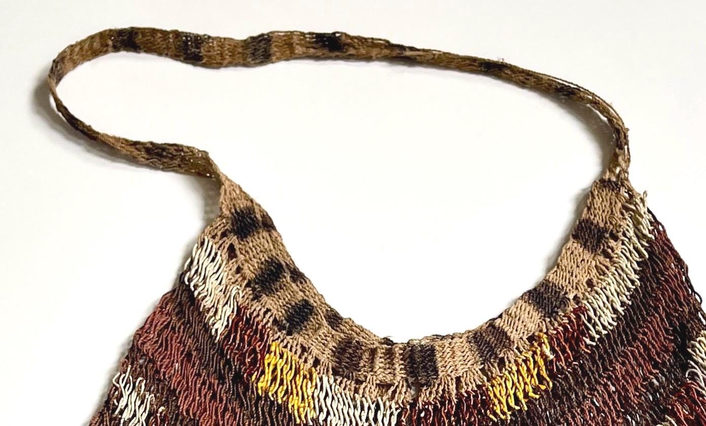 Antique Papua New Guinea Bilum Bag: Vintage Woven Fiber Art