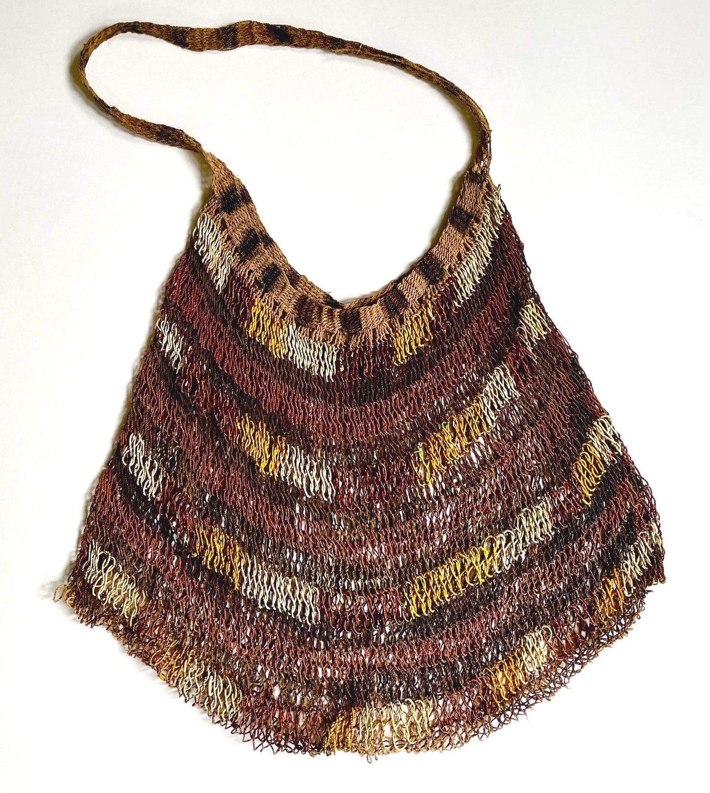 Antique Papua New Guinea Bilum Bag: Vintage Woven Fiber Art