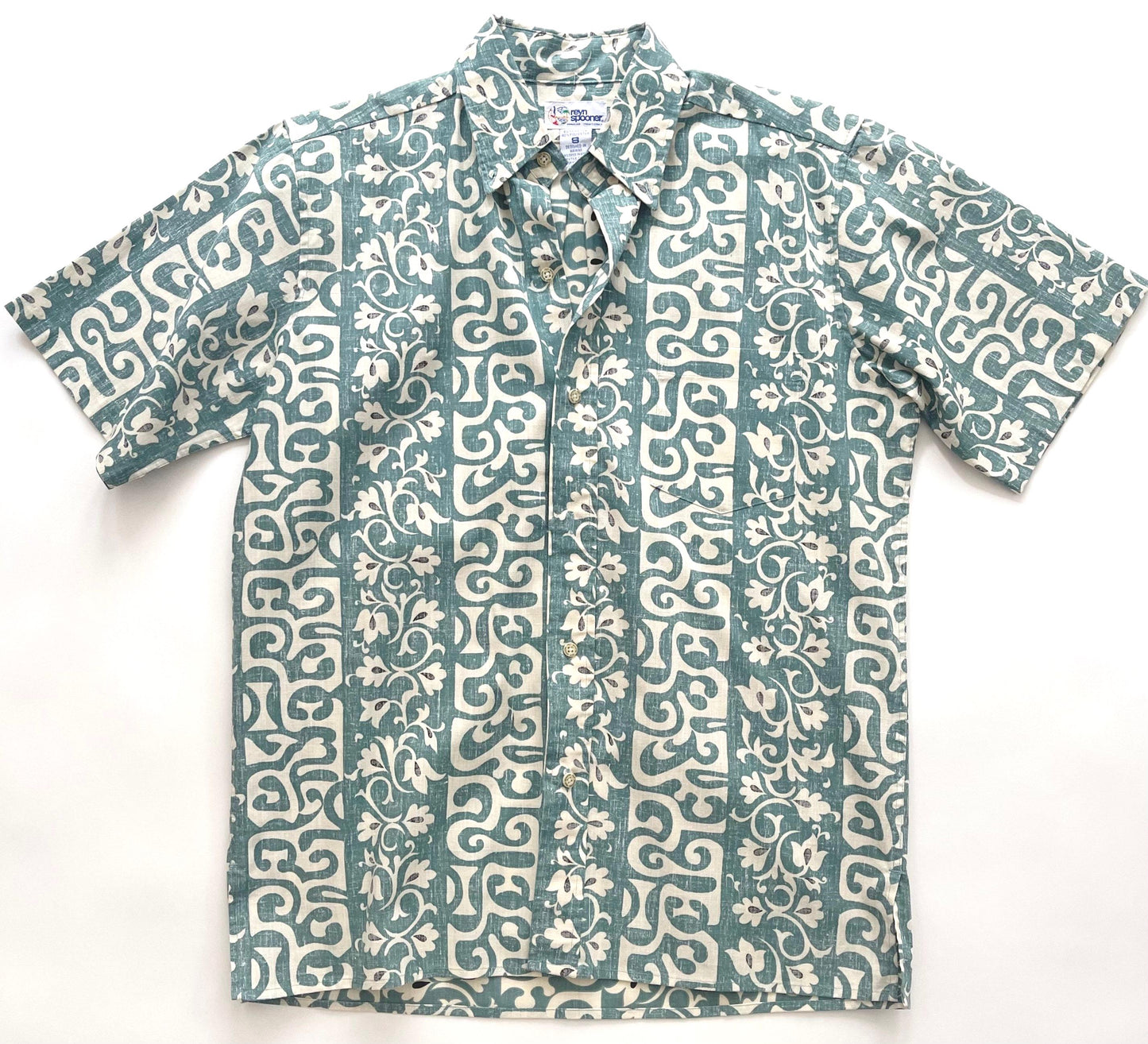 Vintage Reyn Spooner Aloha Shirt: 80s Tapa Tiki Floral Print