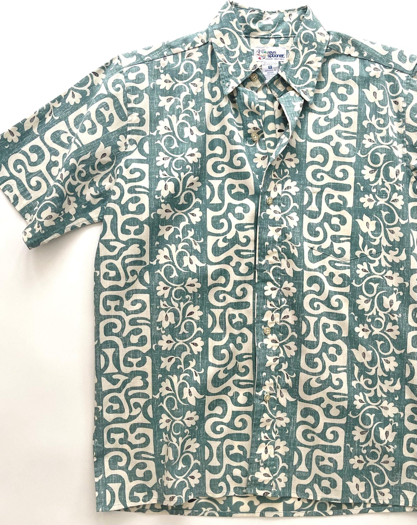 Vintage Reyn Spooner Aloha Shirt: 80s Tapa Tiki Floral Print