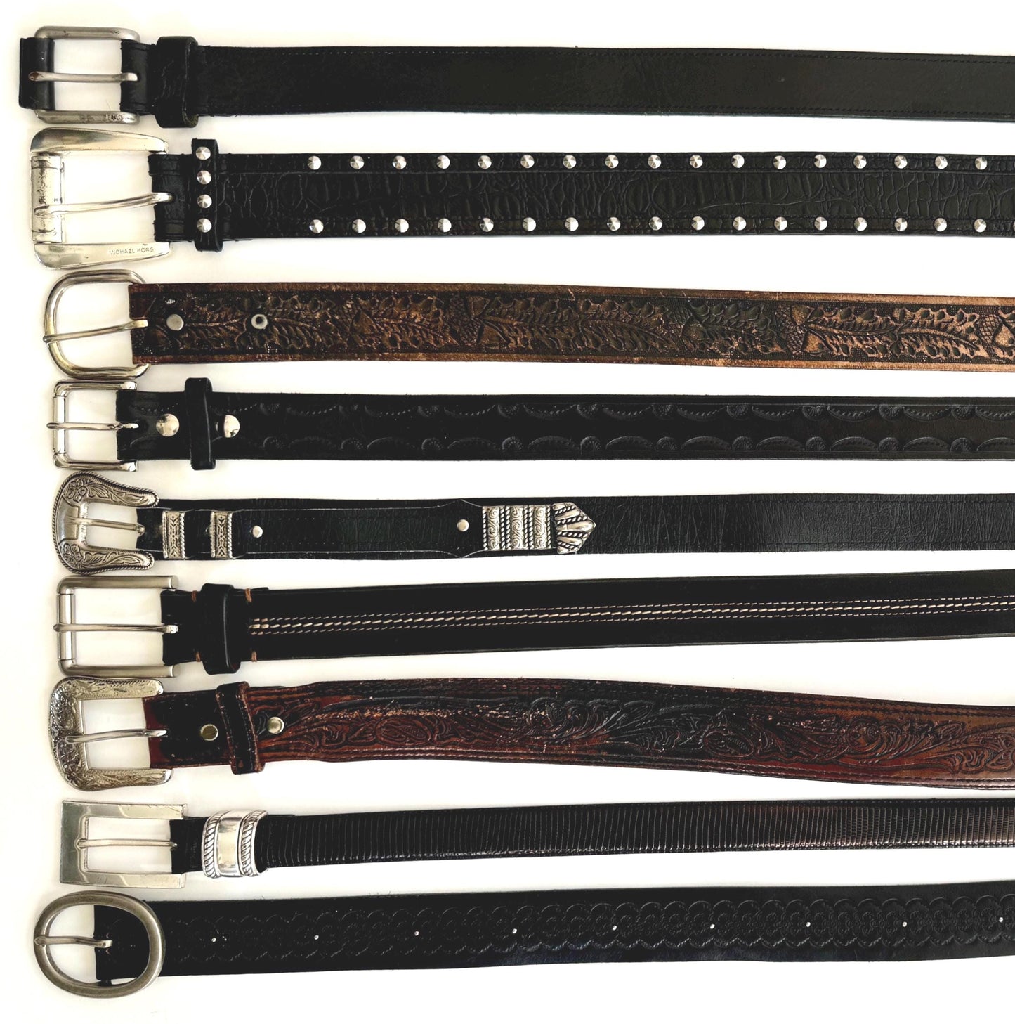 Vintage Western Leather Belt: Tooled, Stitched, Embossed Straps