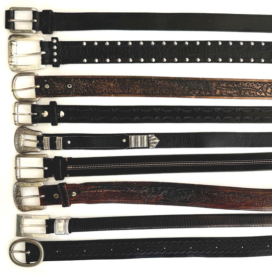 Vintage Western Leather Belt: Tooled, Stitched, Embossed Straps
