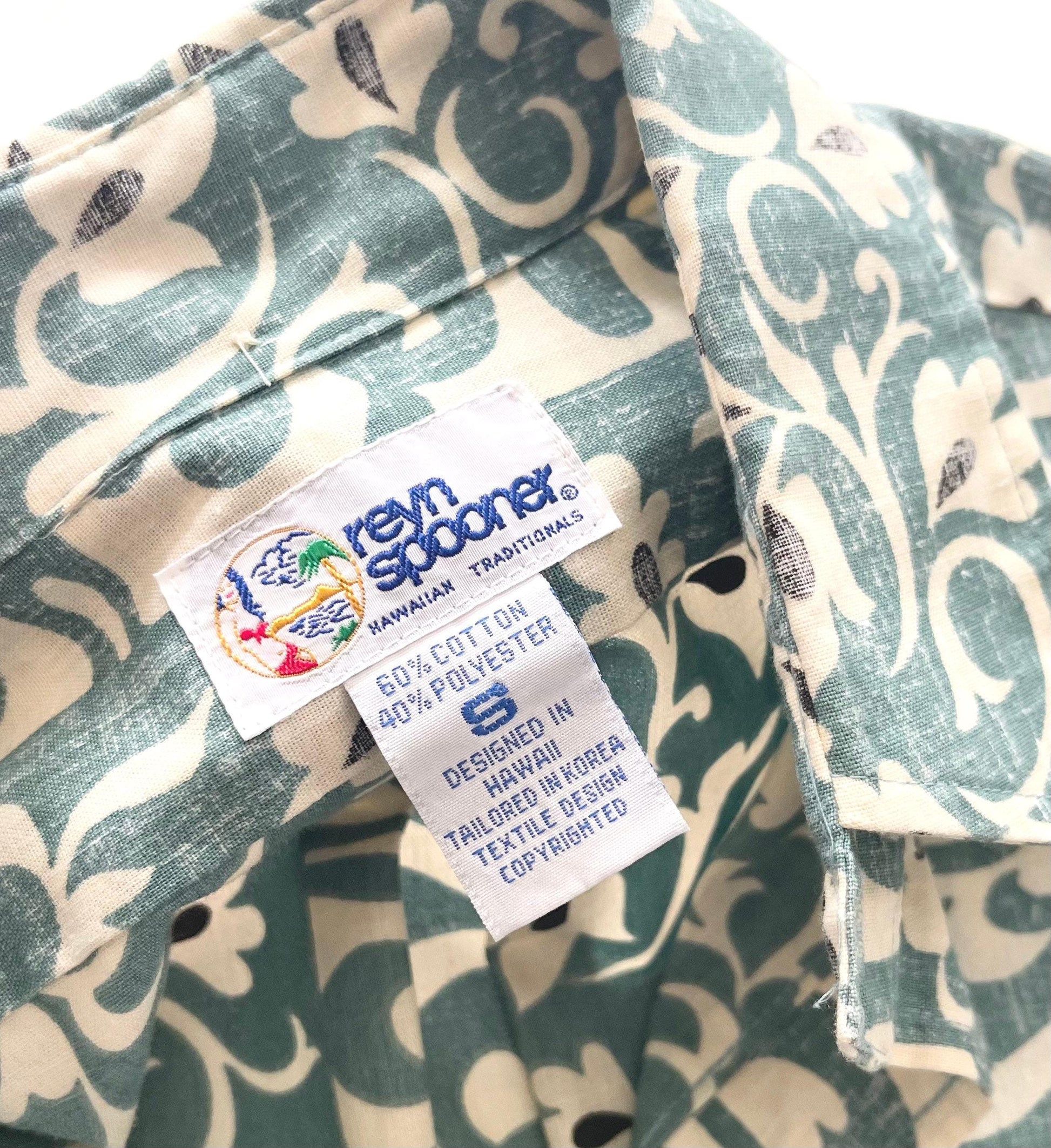 Vintage Reyn Spooner Aloha Shirt: 80s Tapa Tiki Floral Print