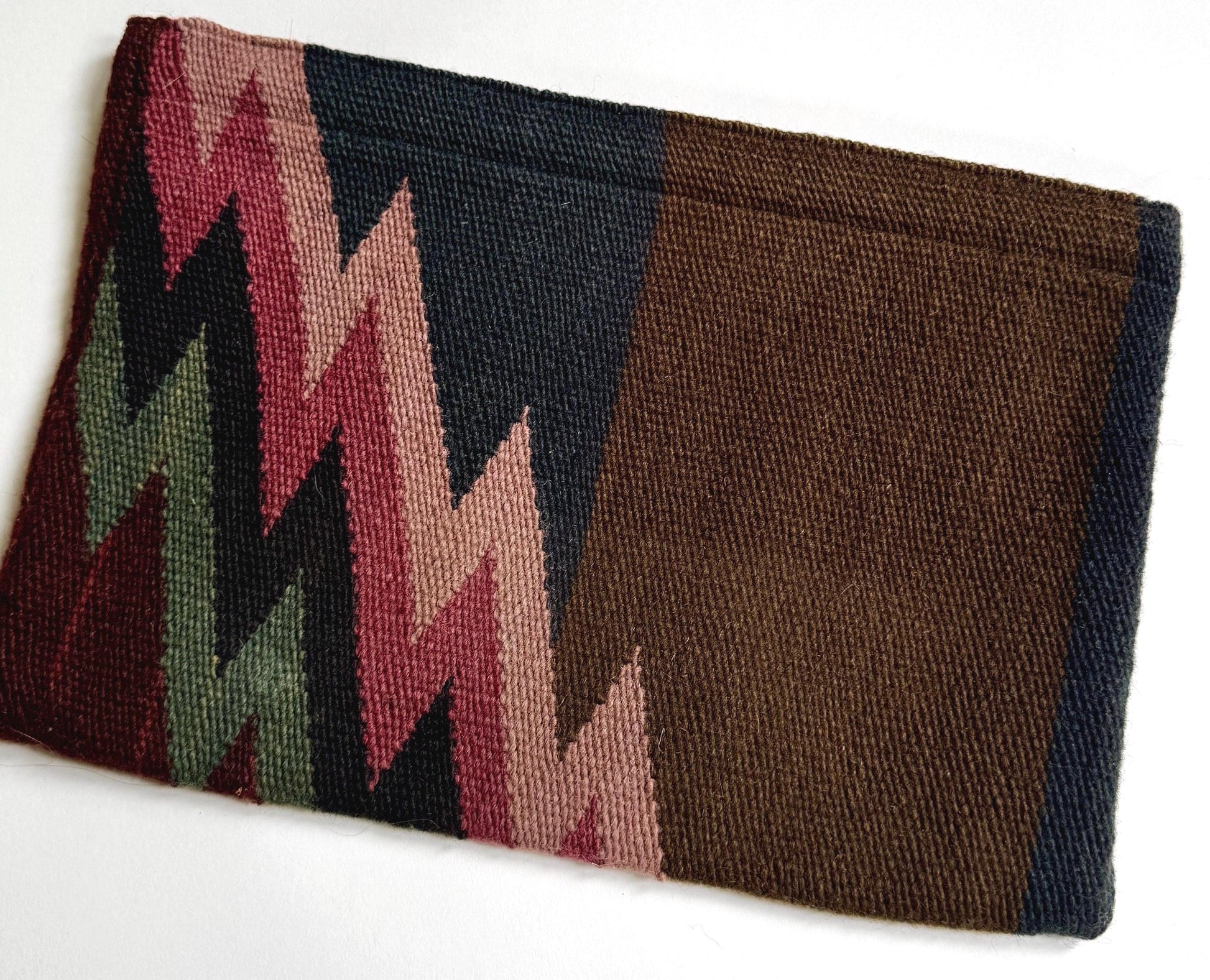 Southwest Handwoven Wool Clutch Bag Purse Pouch Vintage Geometric Weaving Likely Southwest Native American Navajo