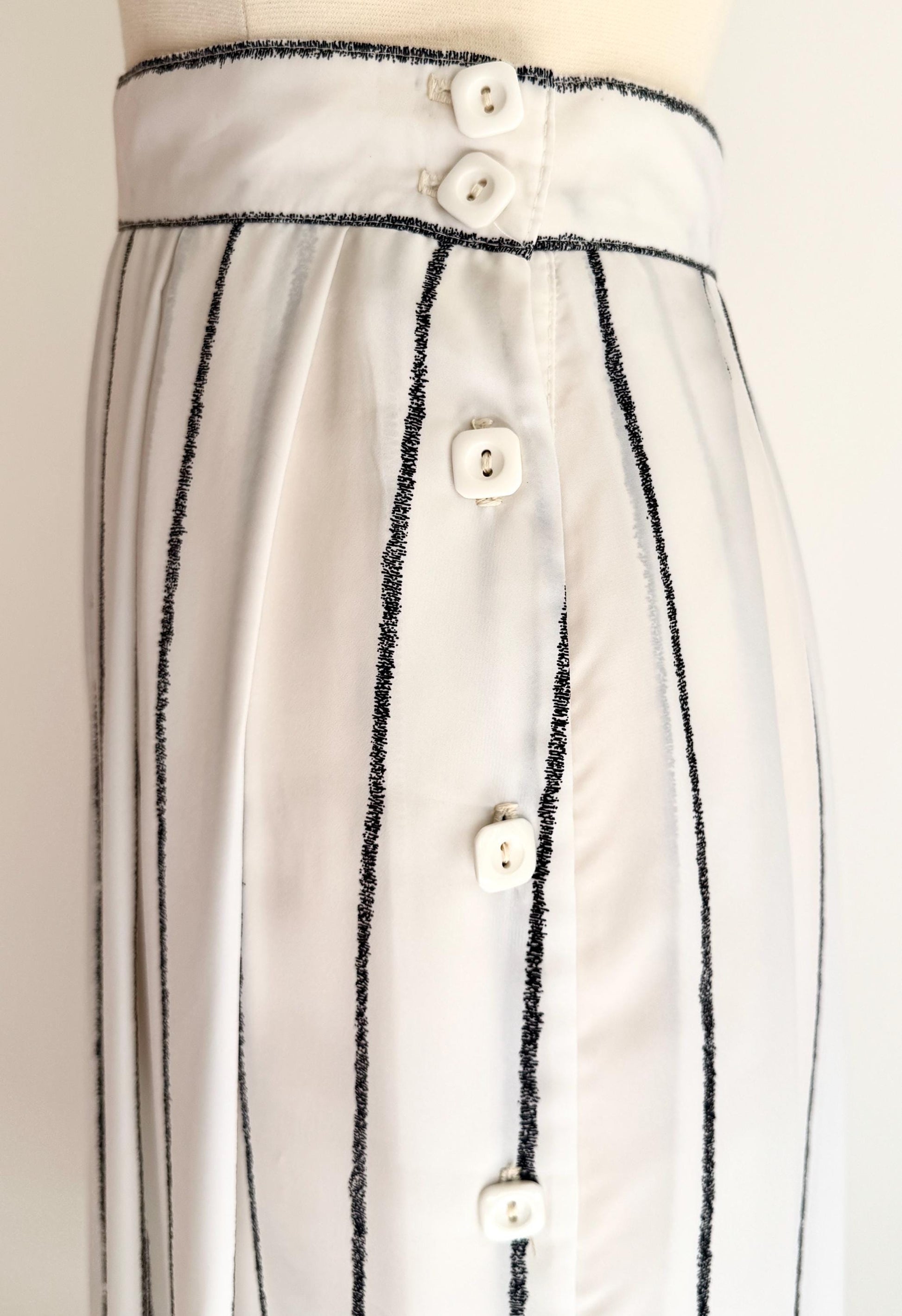 Vintage White Striped Midi Skirt Minimalist Style Made in USA