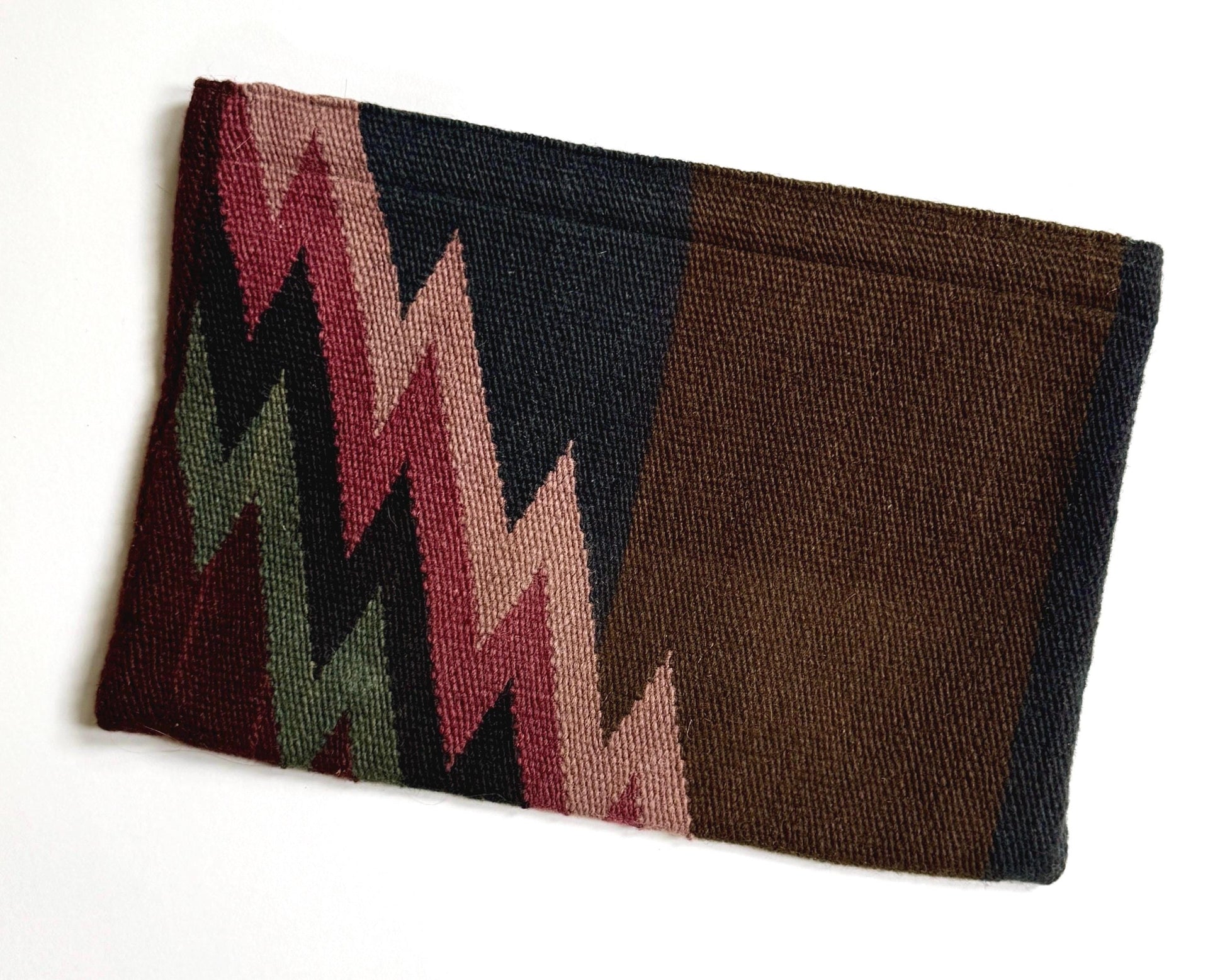 Southwest Handwoven Wool Clutch Bag Purse Pouch Vintage Geometric Weaving Likely Southwest Native American Navajo
