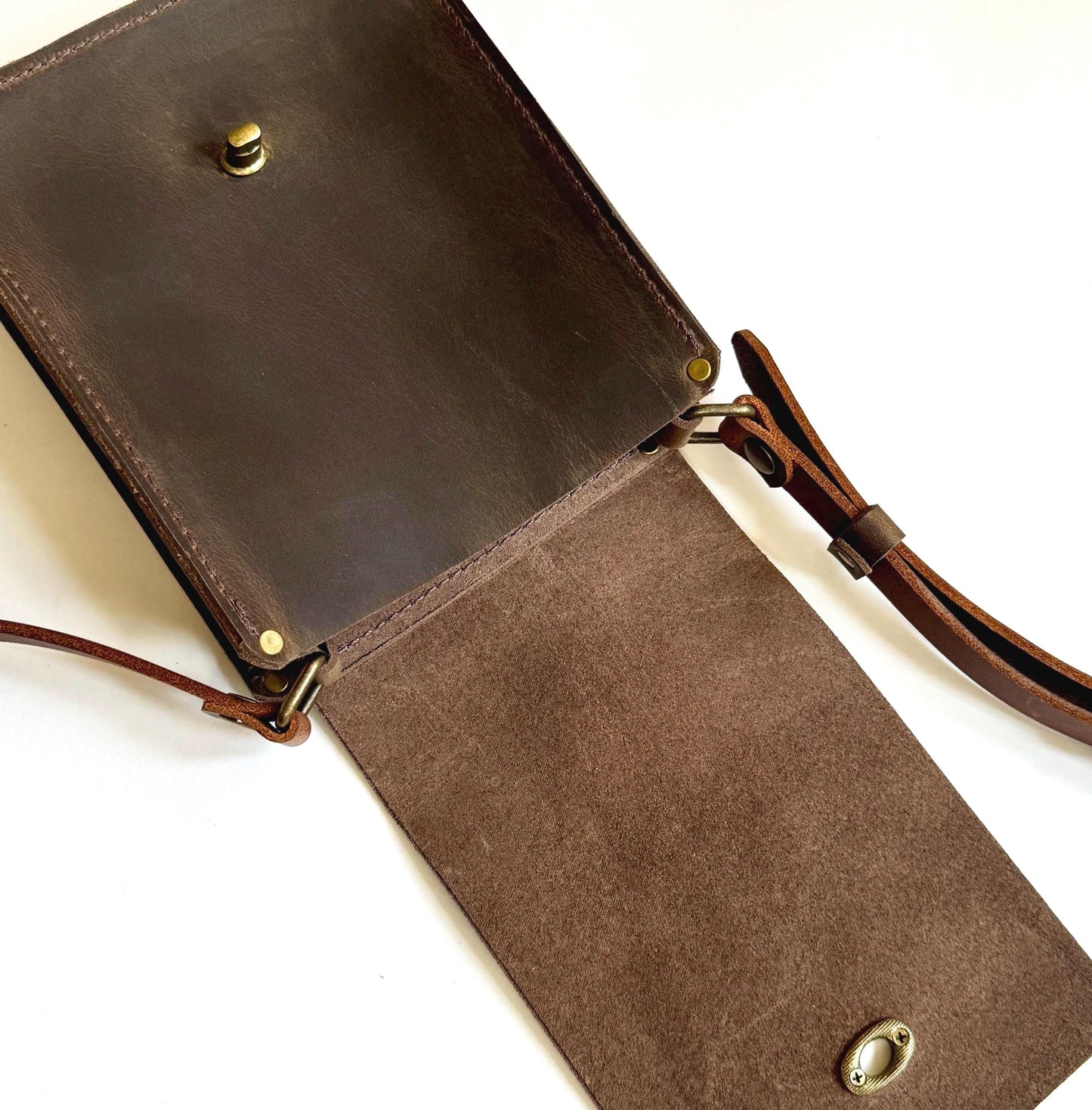 Handmade Brown Leather Crossbody Bag Everyday Unisex Shoulder Bag