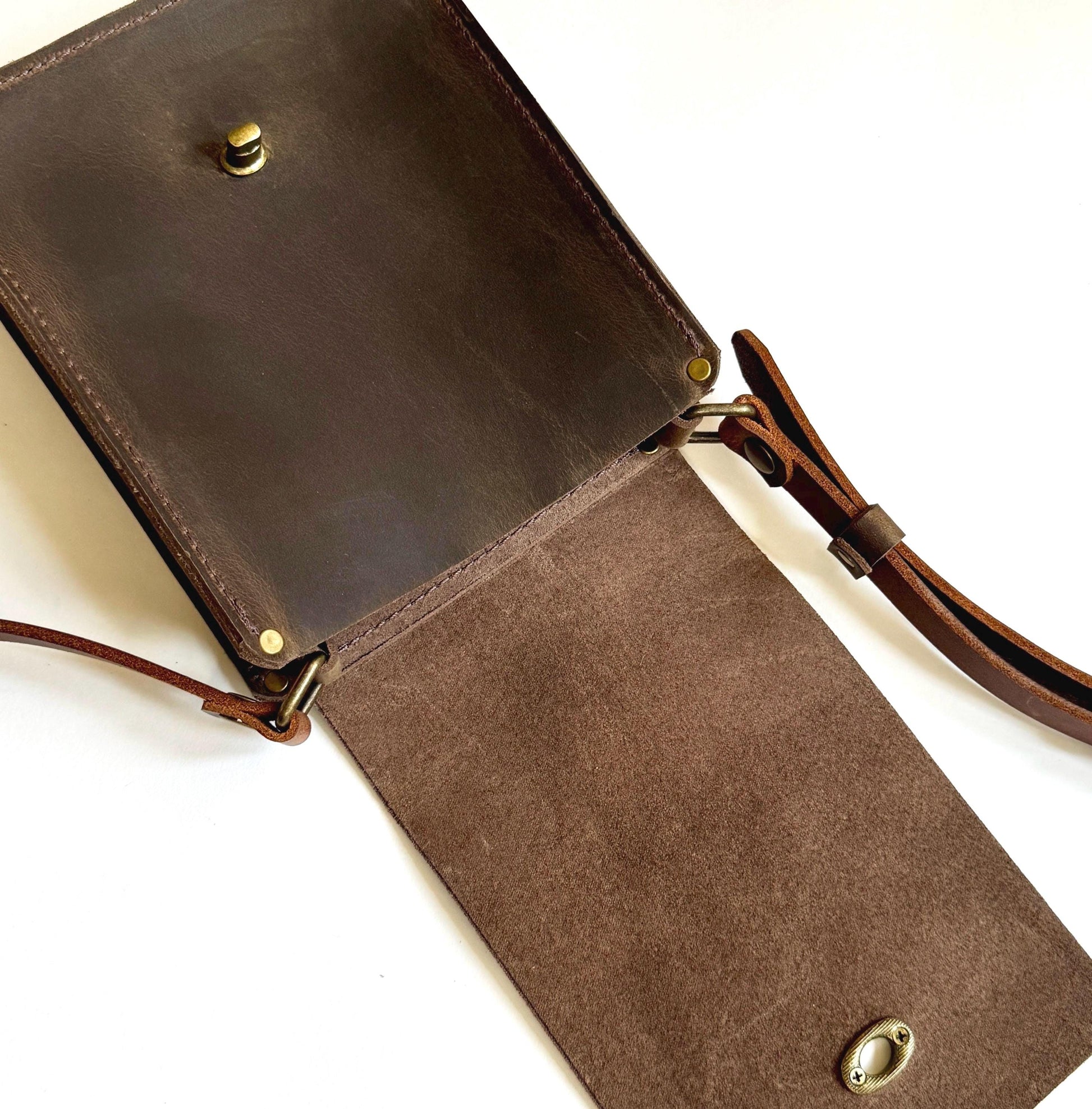 Handmade Brown Leather Crossbody Bag Everyday Unisex Shoulder Bag