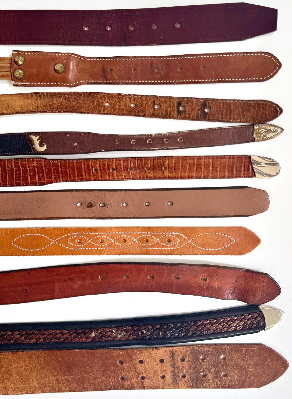 Vintage Brown Western Belt Rugged Worn Leather Strap Cowboy  display picture 1