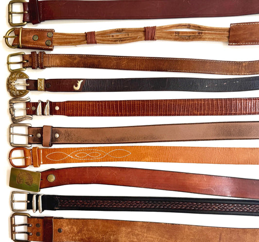 Vintage Brown Western Belt Rugged Worn Leather Strap