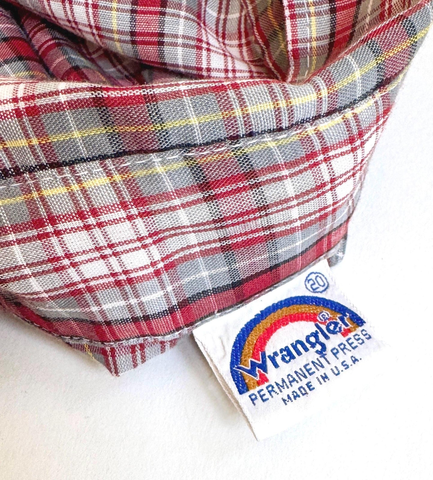 Vintage Wrangler Western Snap Shirt 70s Red White Plaid Made in USA