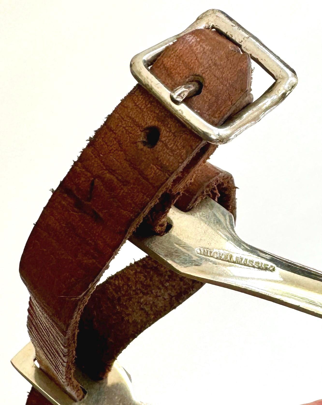 Vintage Nickel Spurs: Worn Leather Straps, Equestrian Ranch Decor