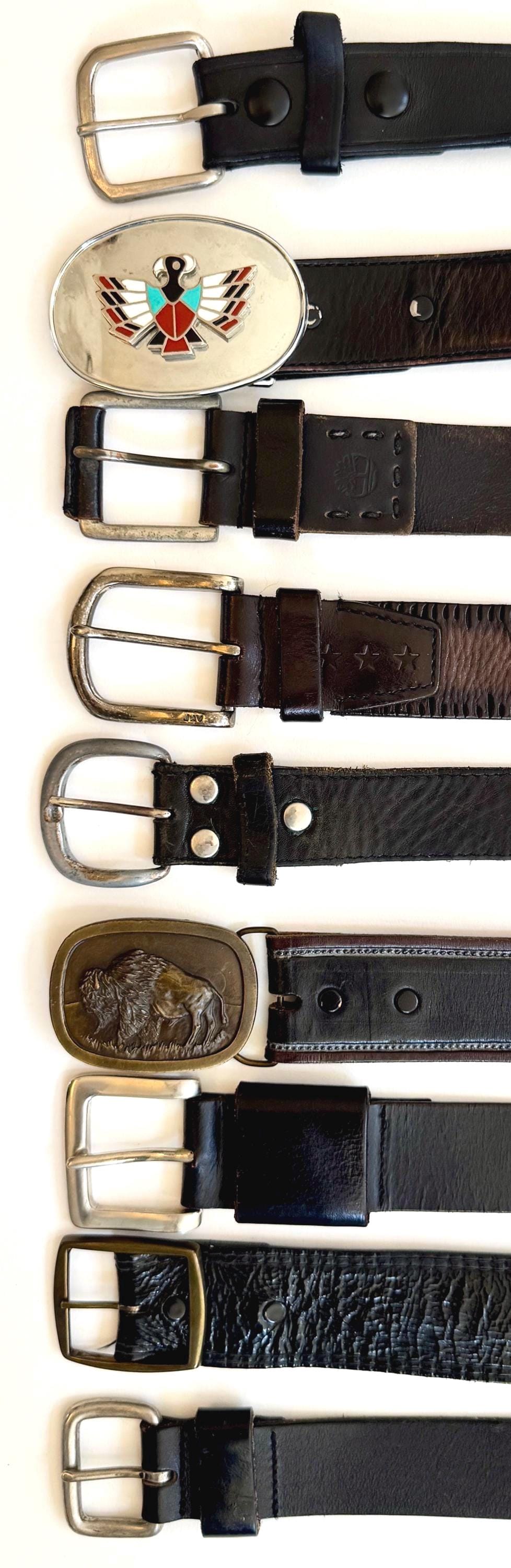 Vintage Western Cowboy Belt Rugged Black Leather Strap