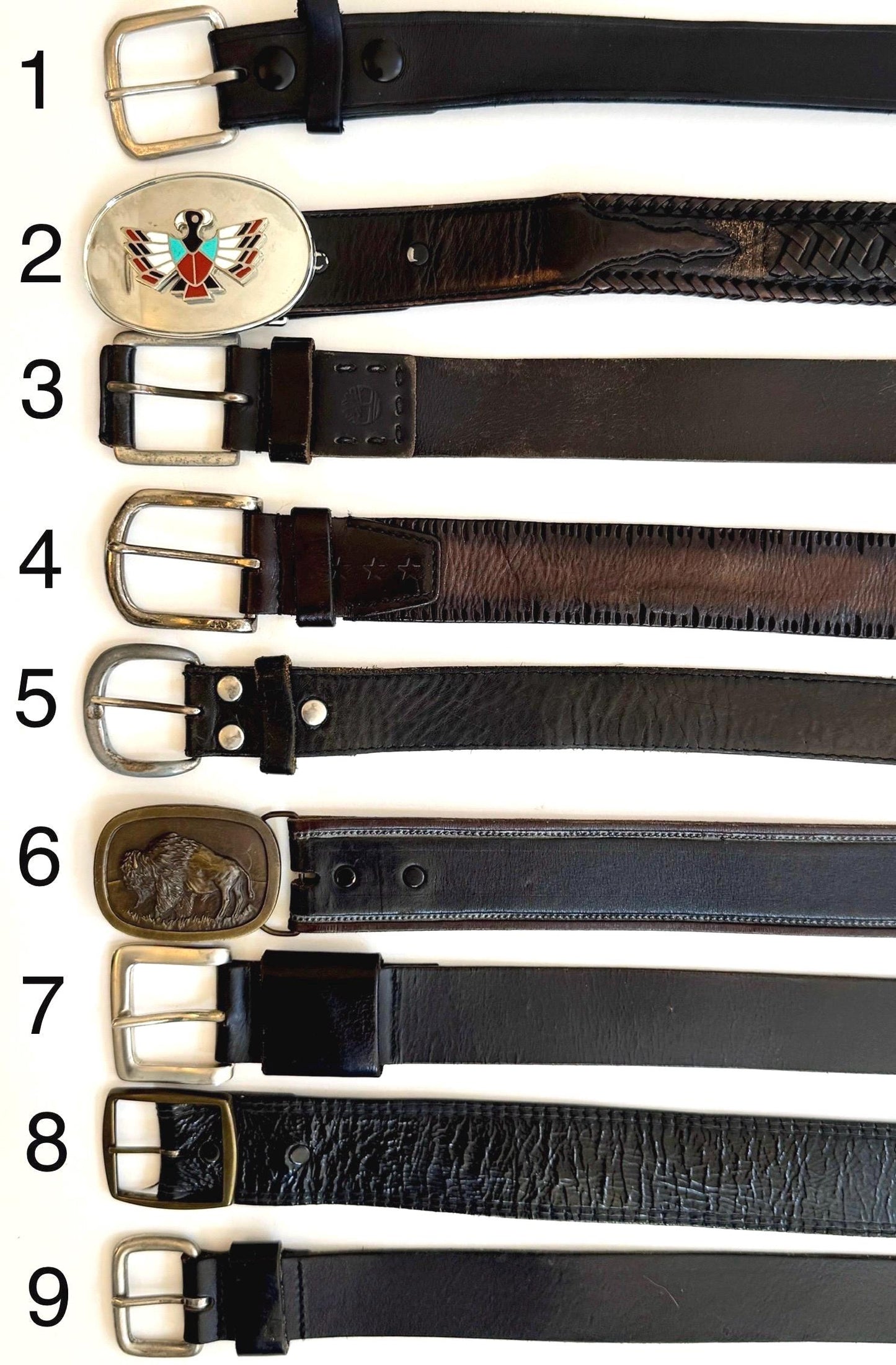 Vintage Western Cowboy Belt Rugged Black Leather Strap