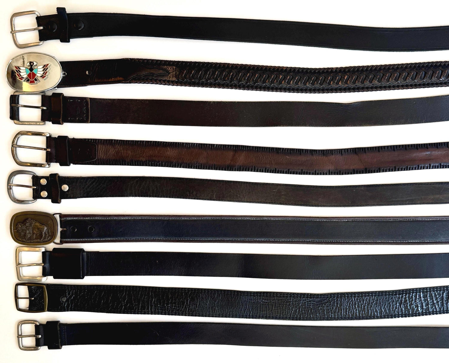 Vintage Western Cowboy Belt Rugged Black Leather Strap