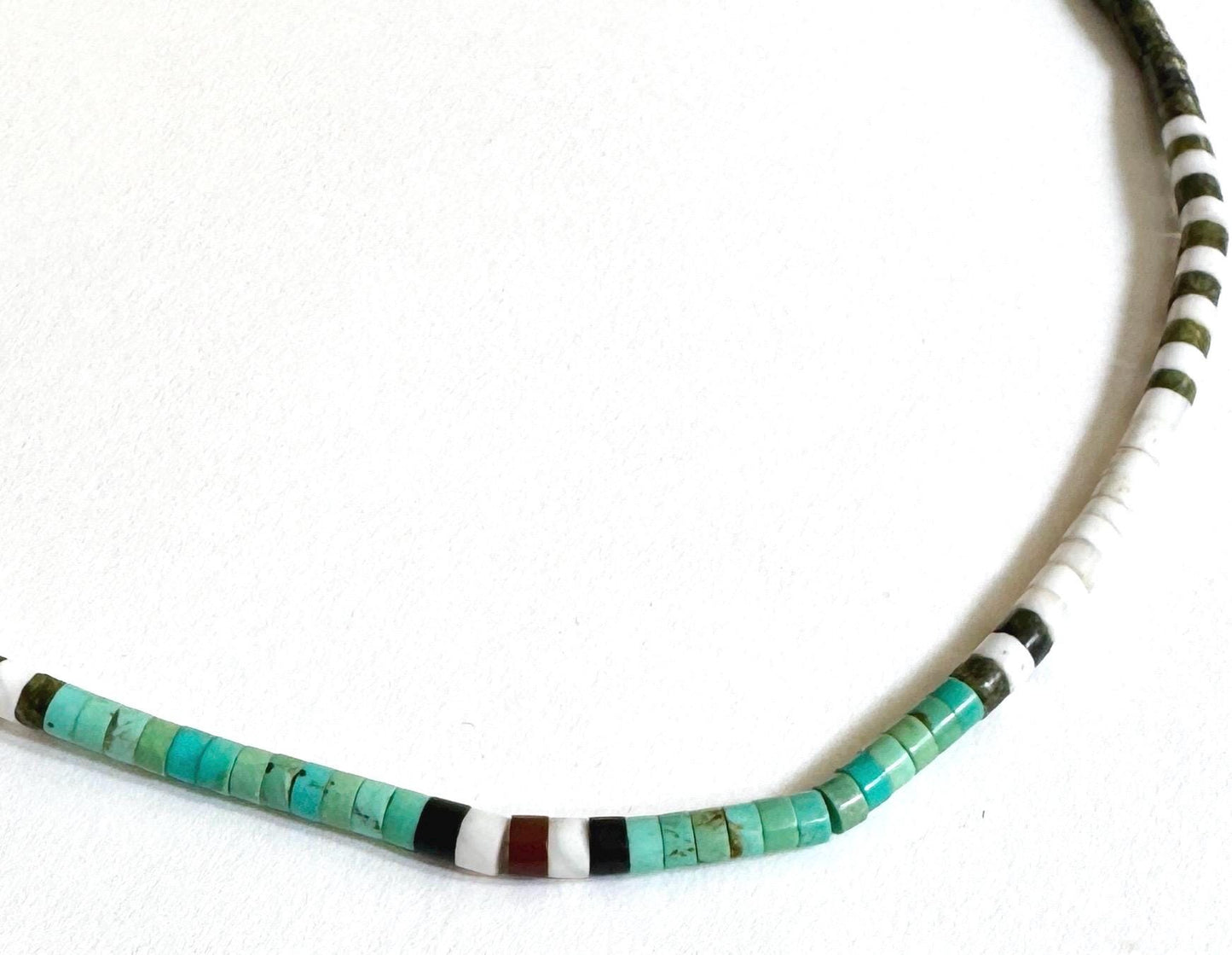Native American Turquoise Necklace Vintage Santo Domingo Heishi Beaded 19"