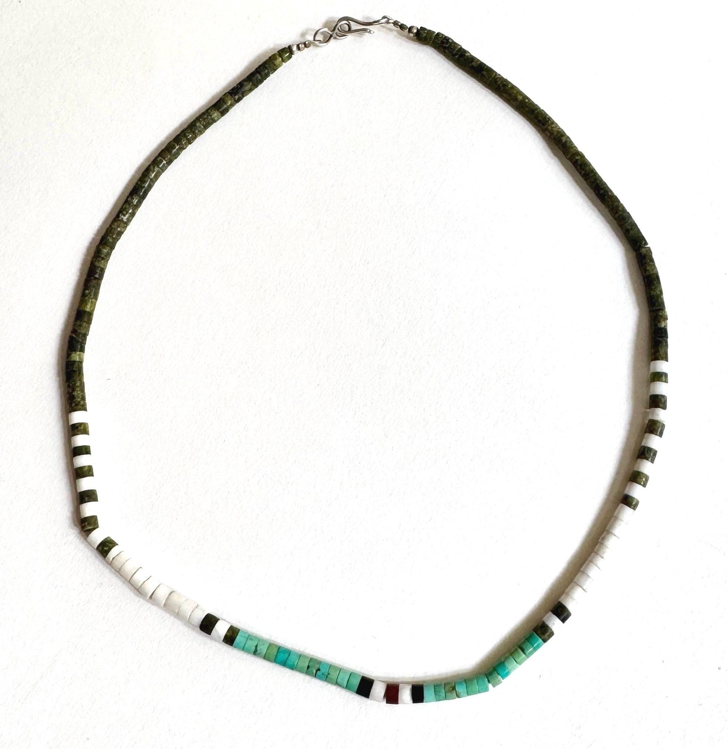 Native American Turquoise Necklace Vintage Santo Domingo Heishi Beaded 19"