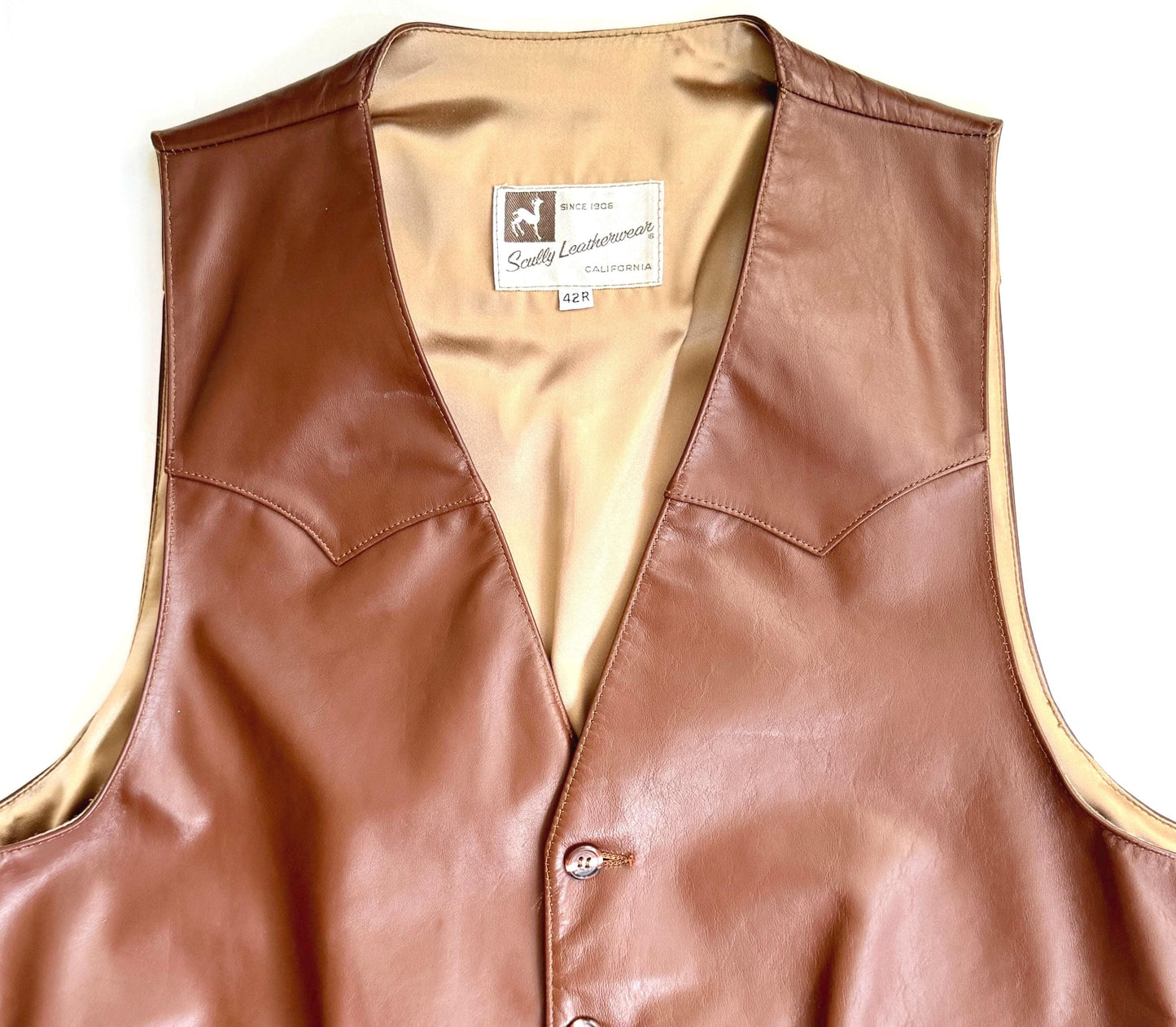Vintage Western Leather Vest 60s 70s Scully Westernwear California
