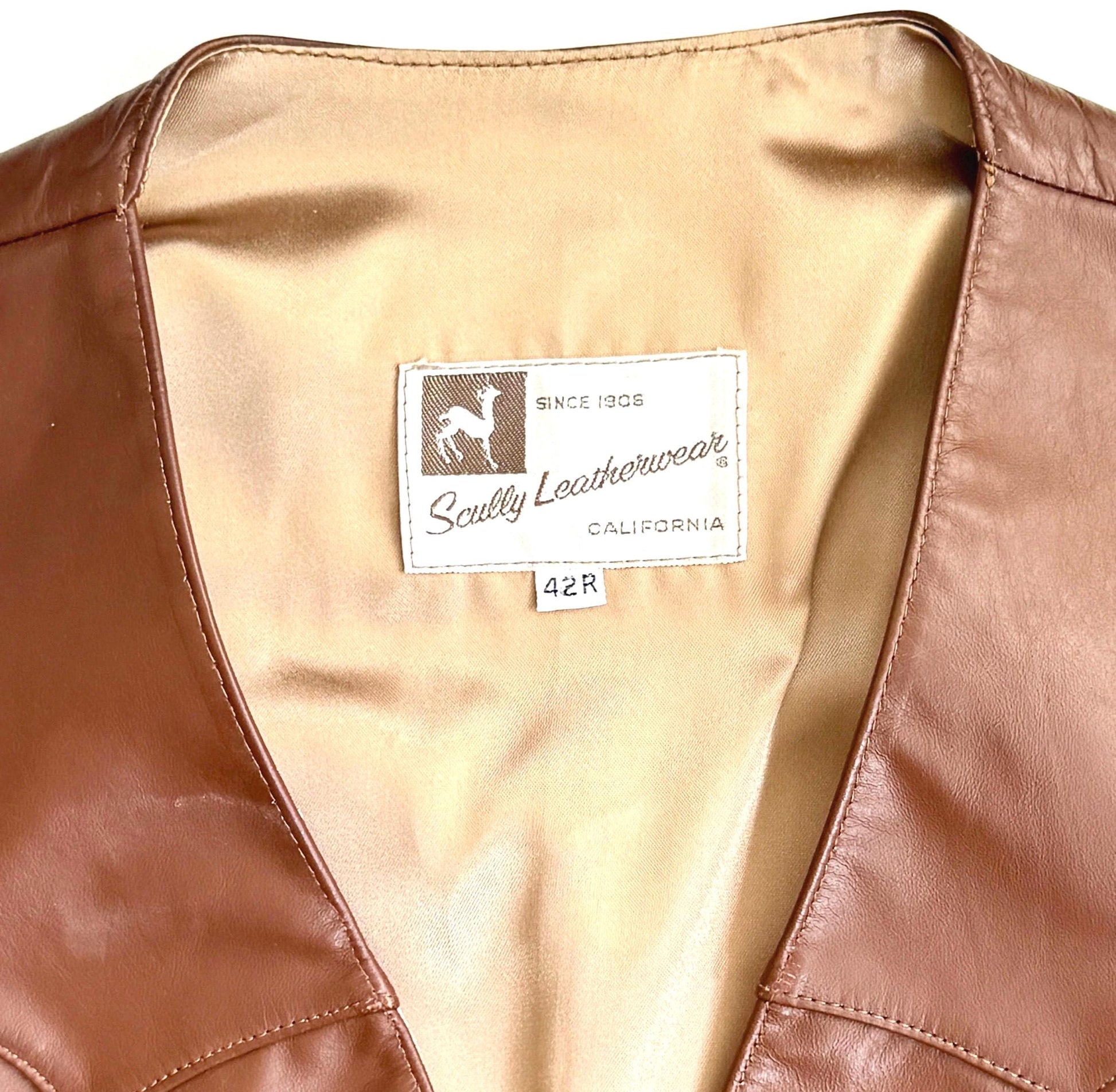 Vintage Western Leather Vest 60s 70s Scully Westernwear California