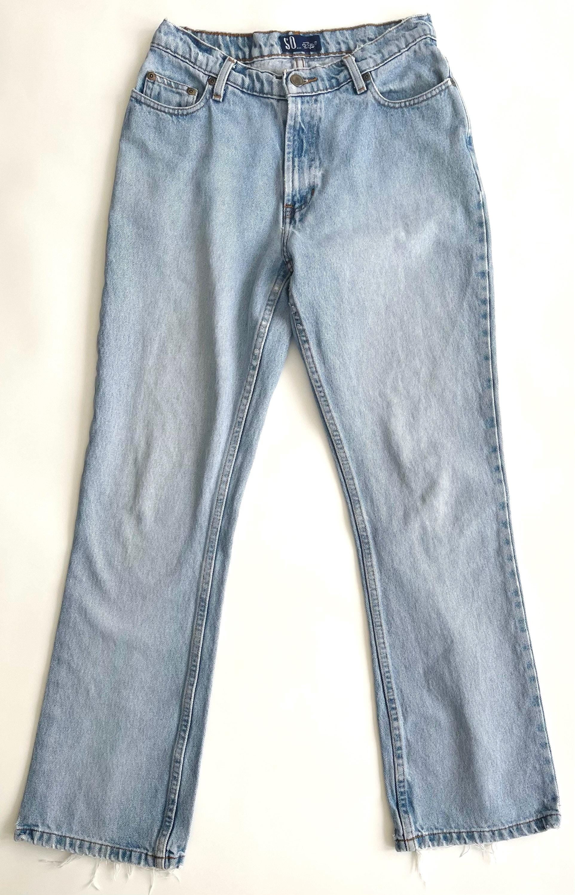 90s Light Wash Cotton Jeans Vintage Distressed Straight Leg Measured 27 x 29