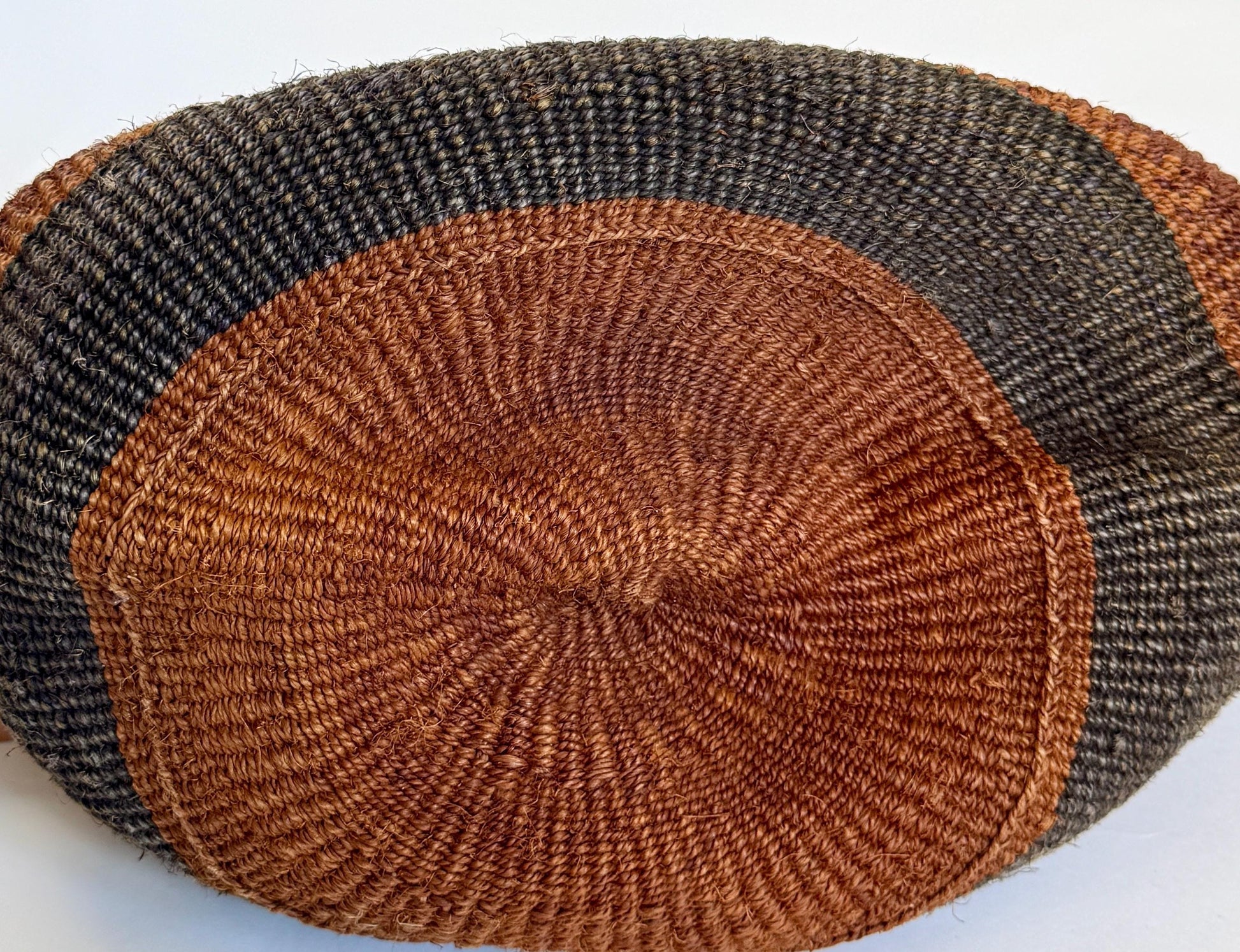 Vintage 90s Sisal Bag Striped Neutral Desert Tones Leather Straps