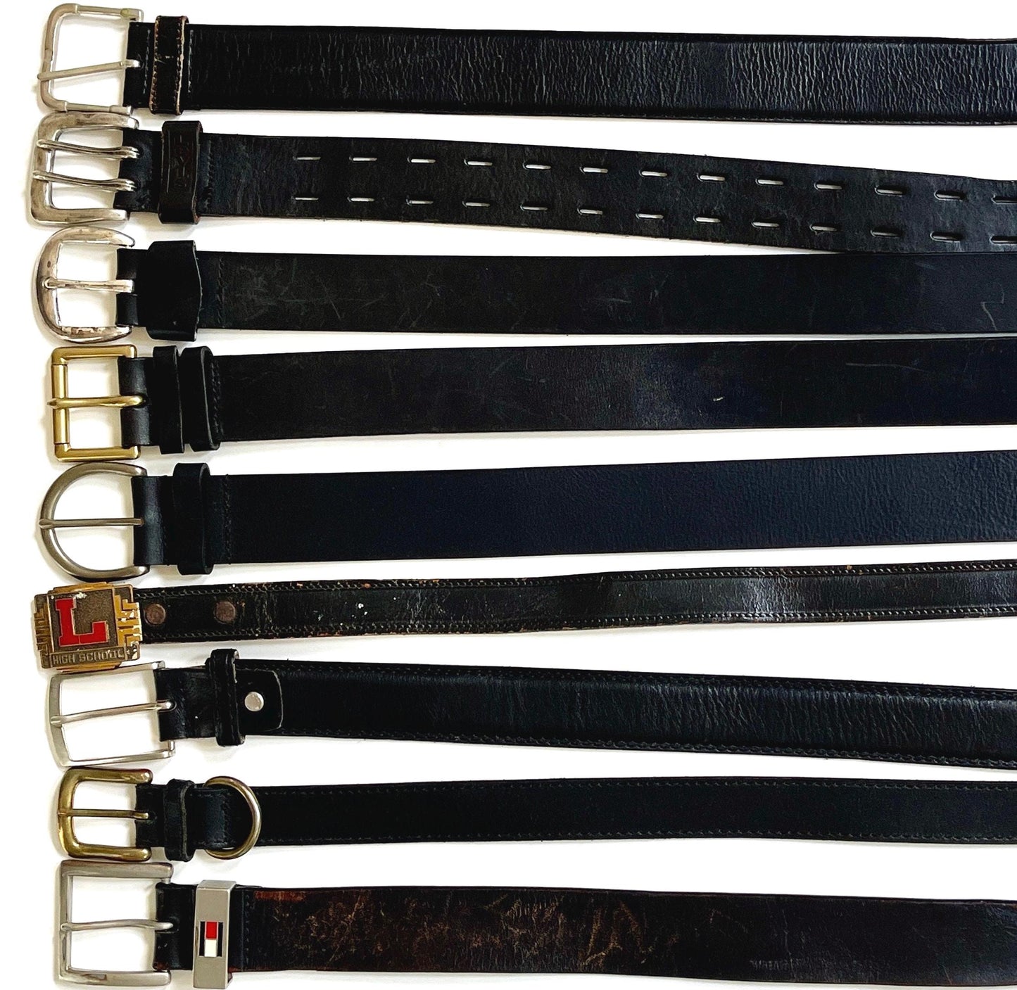 Solid Black Leather Belt Vintage Mens Women's Belts Minimalist Simple Plain