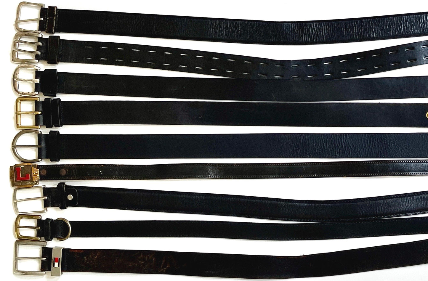 Solid Black Leather Belt Vintage Mens Women's Belts Minimalist Simple Plain