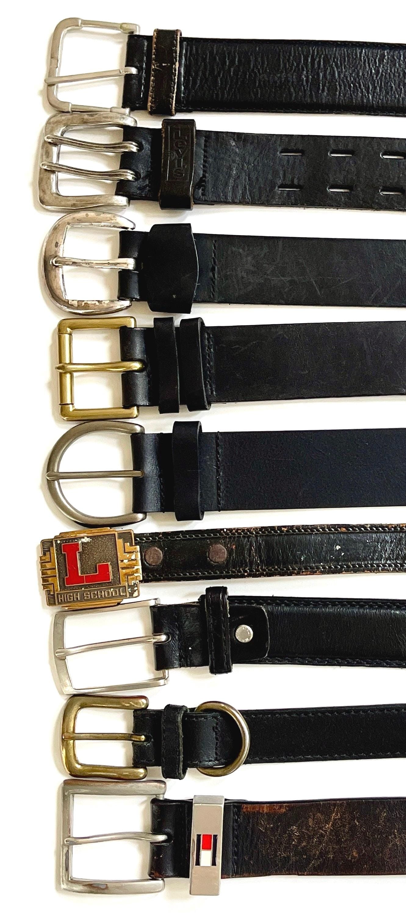 Solid Black Leather Belt Vintage Mens Women's Belts Minimalist Simple Plain