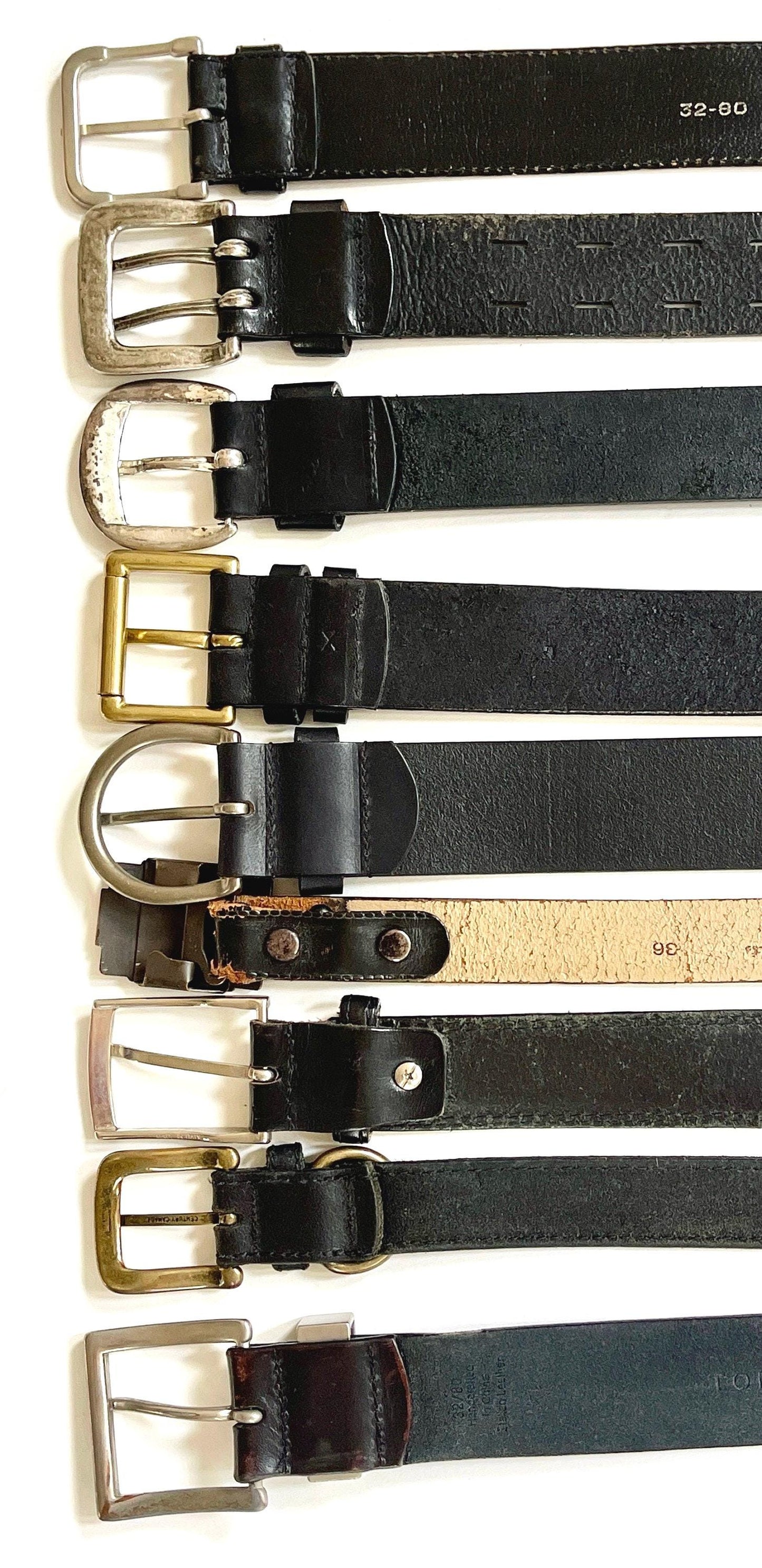 Solid Black Leather Belt Vintage Mens Women's Belts Minimalist Simple Plain