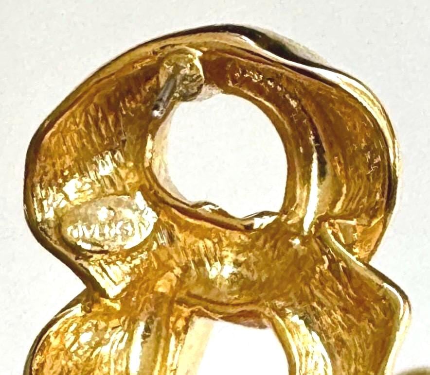 Vintage Givenchy Gold Tone Chunky Link Earrings 80s Designer Jewelry Twisted Gold Knots