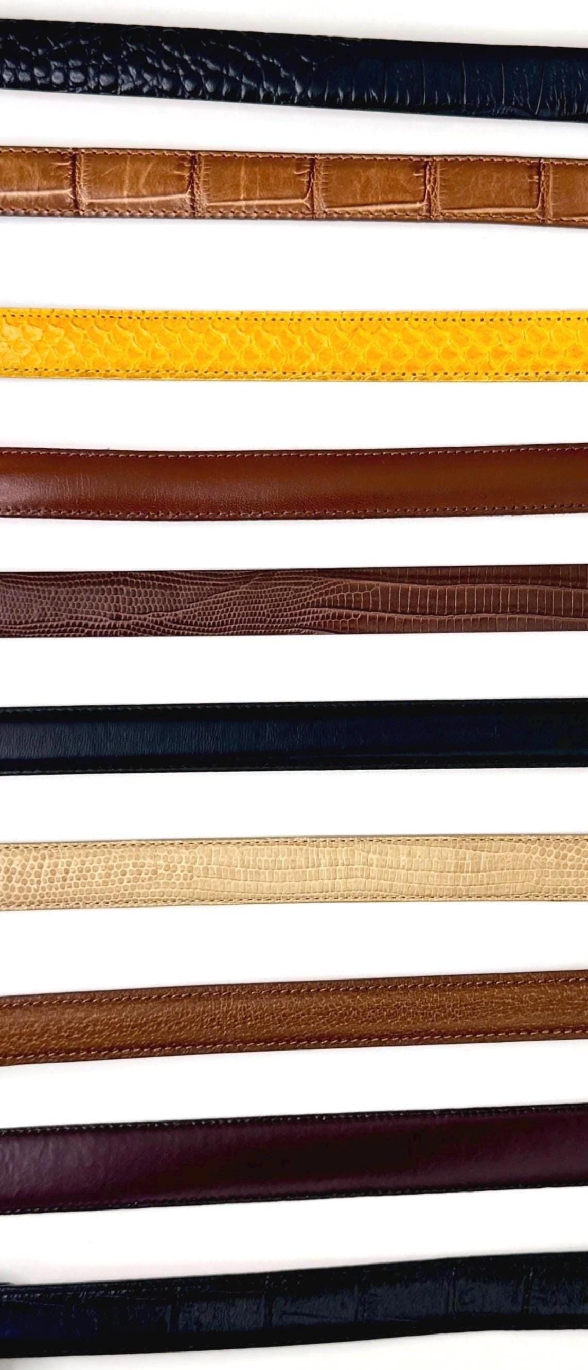 Vintage Skinny Belt 80s 90s Solid Minimalist Brown Black Neutral Leather Strap