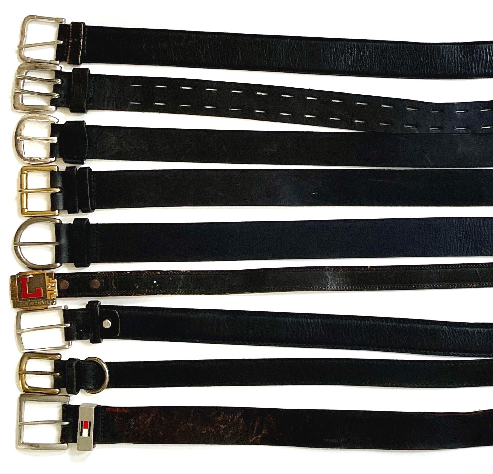 Solid Black Leather Belt Vintage Mens Women's Belts Minimalist Simple Plain