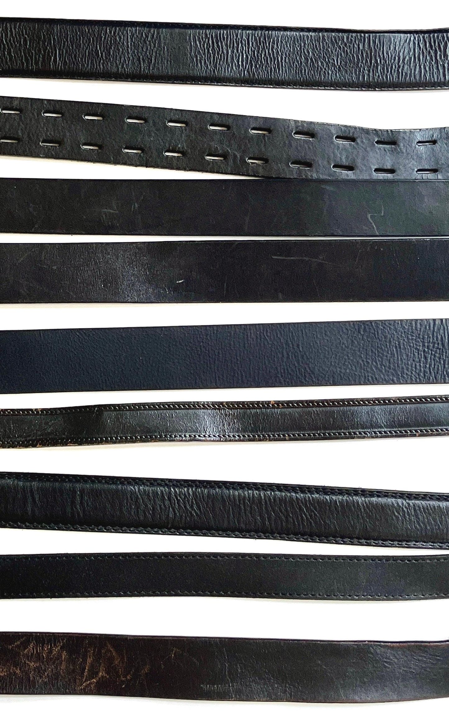 Solid Black Leather Belt Vintage Mens Women's Belts Minimalist Simple Plain