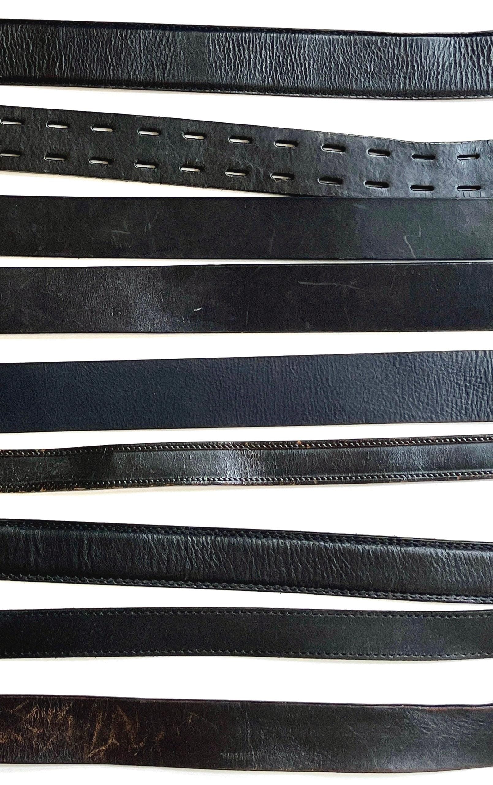 Solid Black Leather Belt Vintage Mens Women's Belts Minimalist Simple Plain