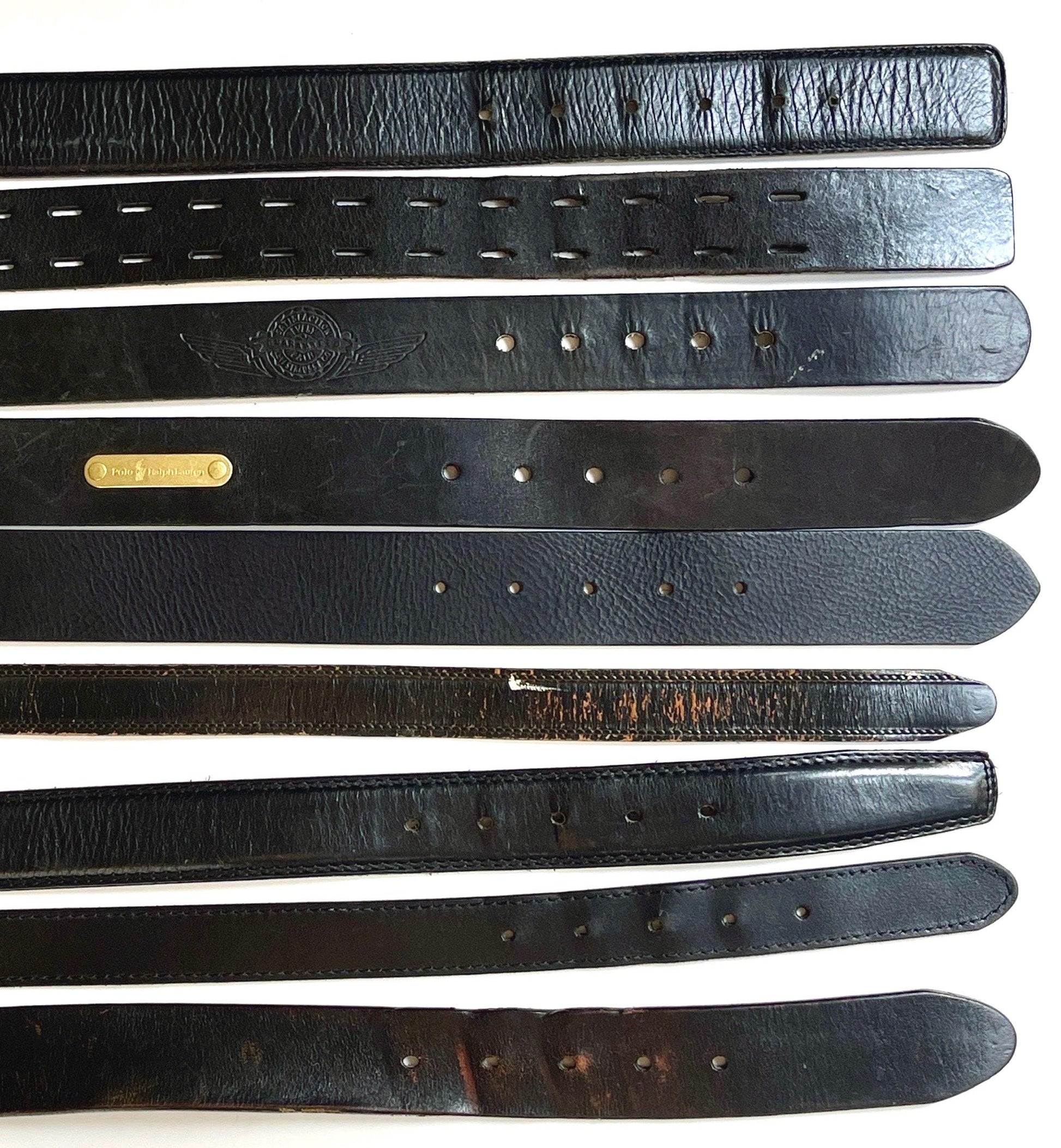 Solid Black Leather Belt Vintage Mens Women's Belts Minimalist Simple Plain