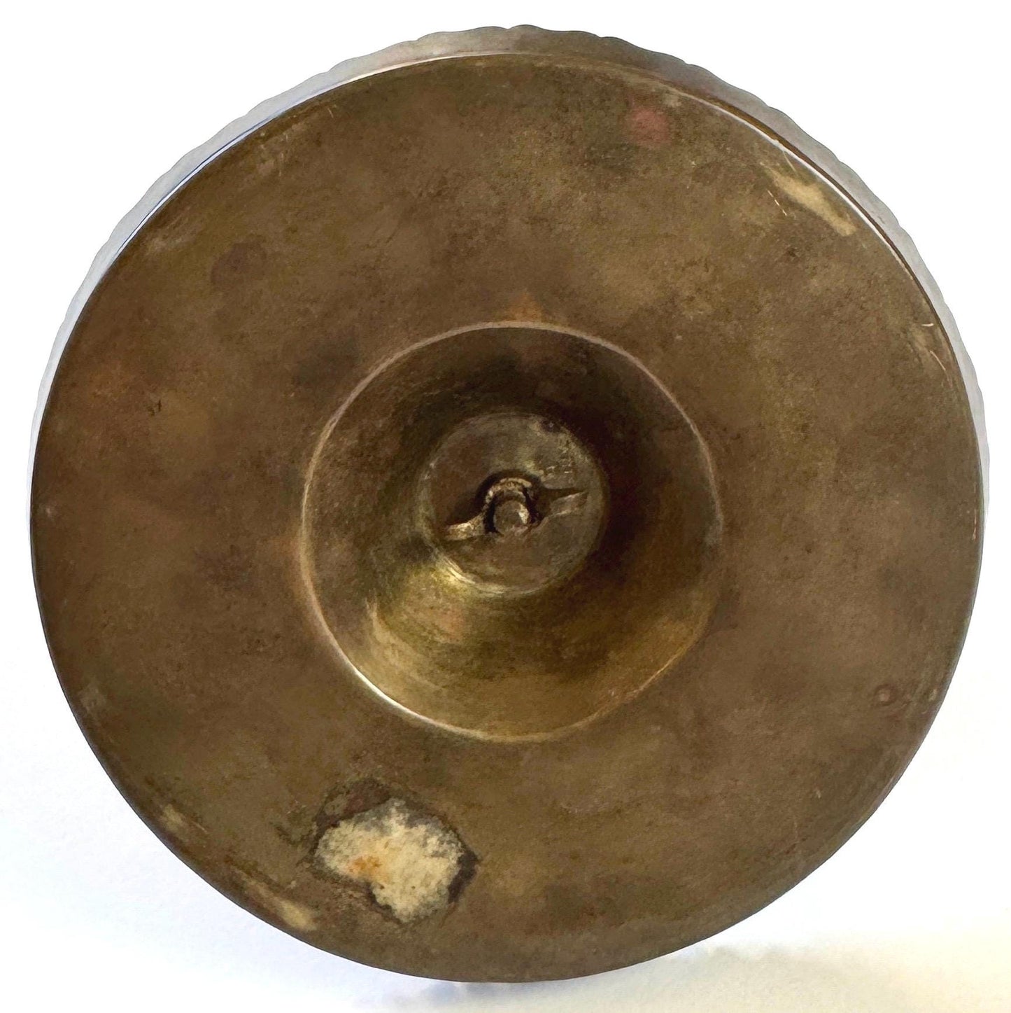Old Indian Brass Bowl Incense Burner Holder Vintage Painted Floral Flowers Etched Pedestal Dish Made in India Very Aged Patina