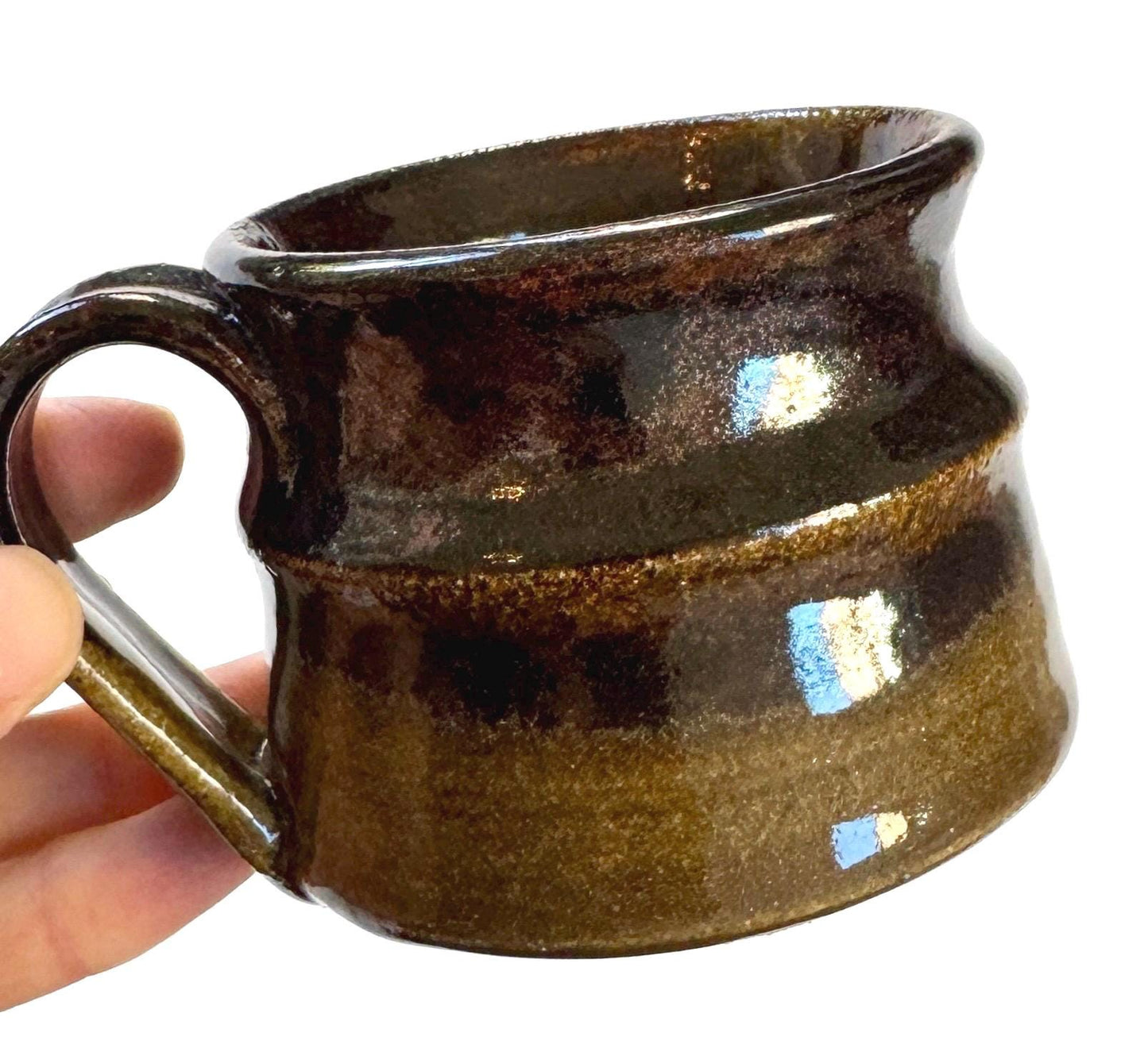 Studio Pottery Fish Mug Coffee Cup Vintage Signed Studio Ceramics Dark Brown Glazed 3D Fish Sculpture