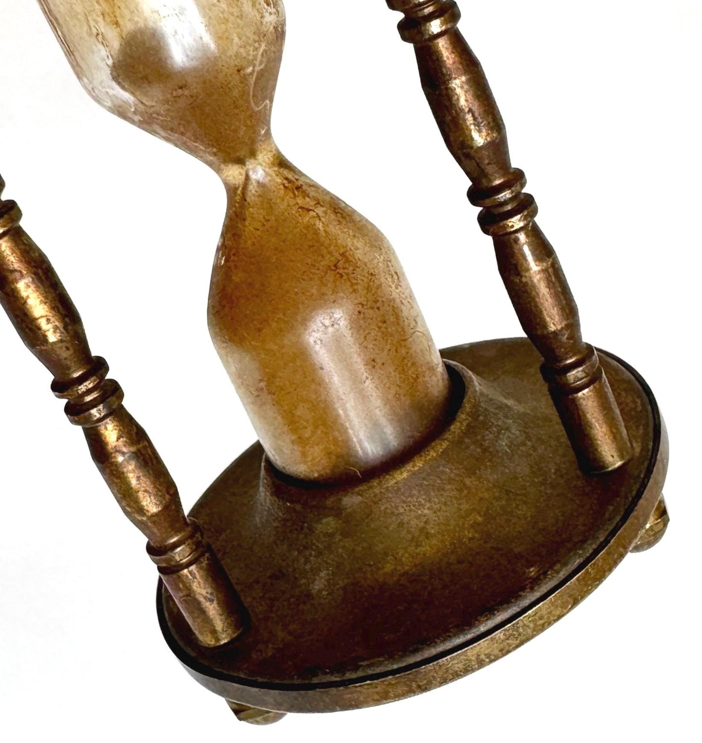 Antique Brass Hourglass Sand Timer Old Aged Patina