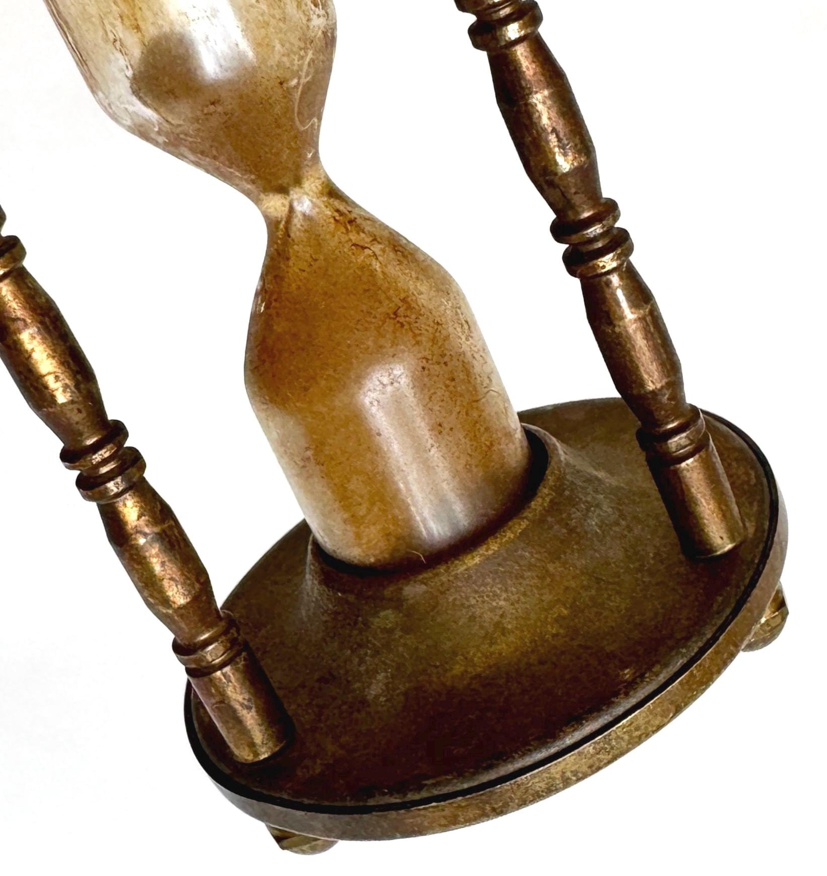Antique Brass Hourglass Sand Timer Old Aged Patina
