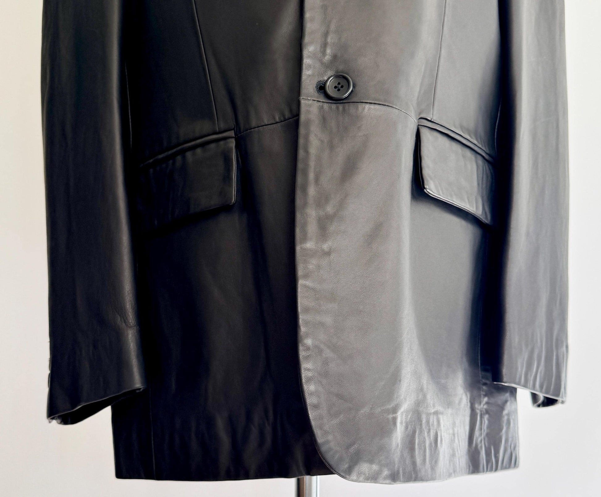 Buttery Black Leather Mens Jacket Blazer Y2K Banana Republic Made in Turkey Size 42 M L