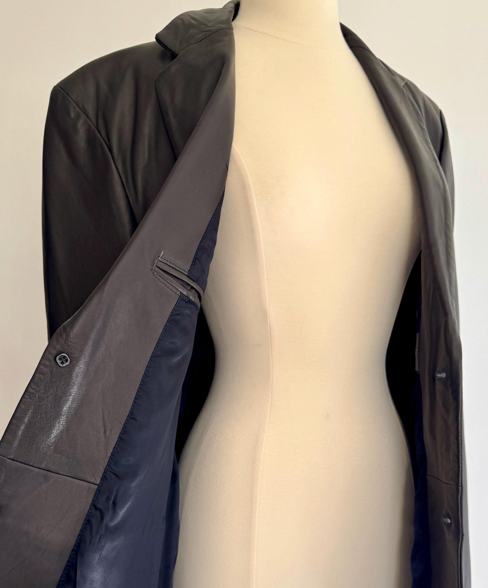 Buttery Black Leather Mens Jacket Blazer Y2K Banana Republic Made in Turkey Size 42 M L