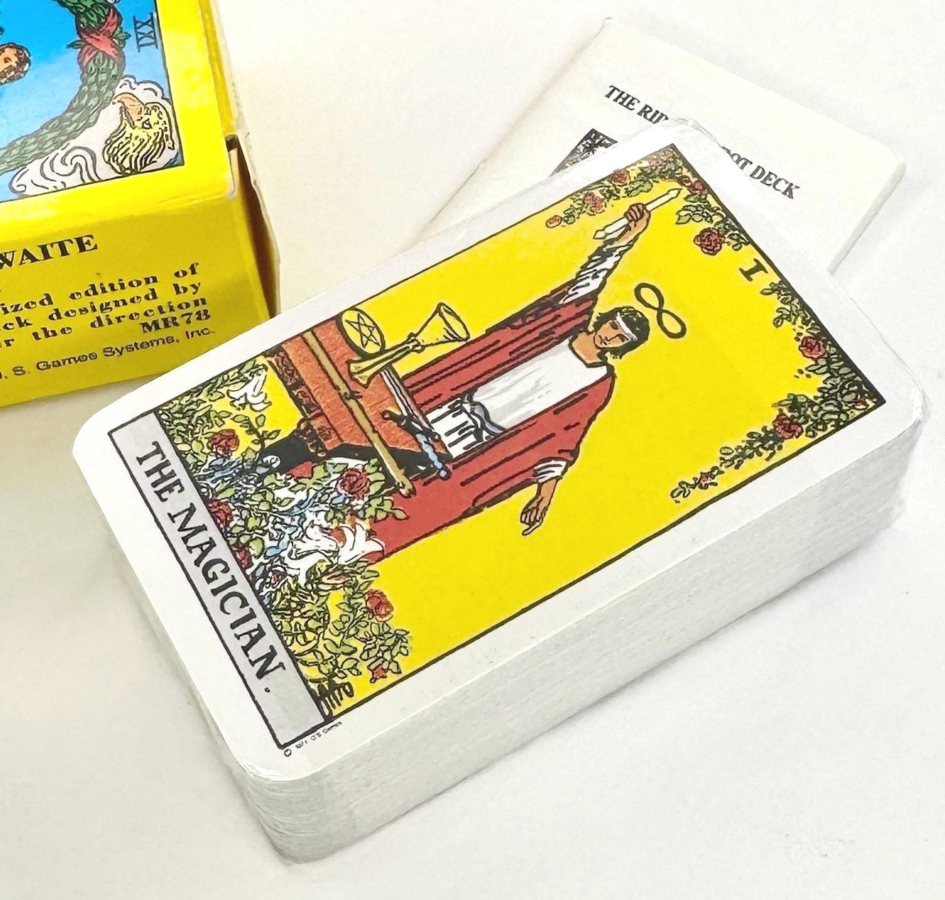 Vintage Tarot Card Deck 70s 80s Raider Waite Miniature Sealed Never Used Cards Made in Switzerland