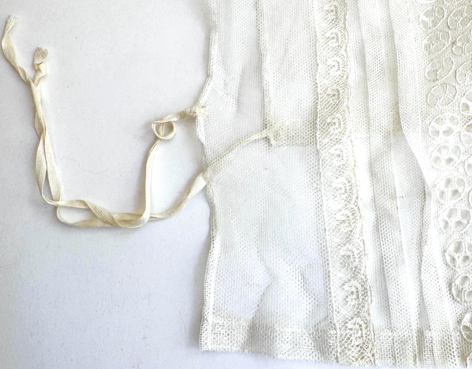 Edwardian Victorian Lace Dickie Jabot Handmade Antique Late 1800s Early 1900s Lingerie Undergarment Ecru White