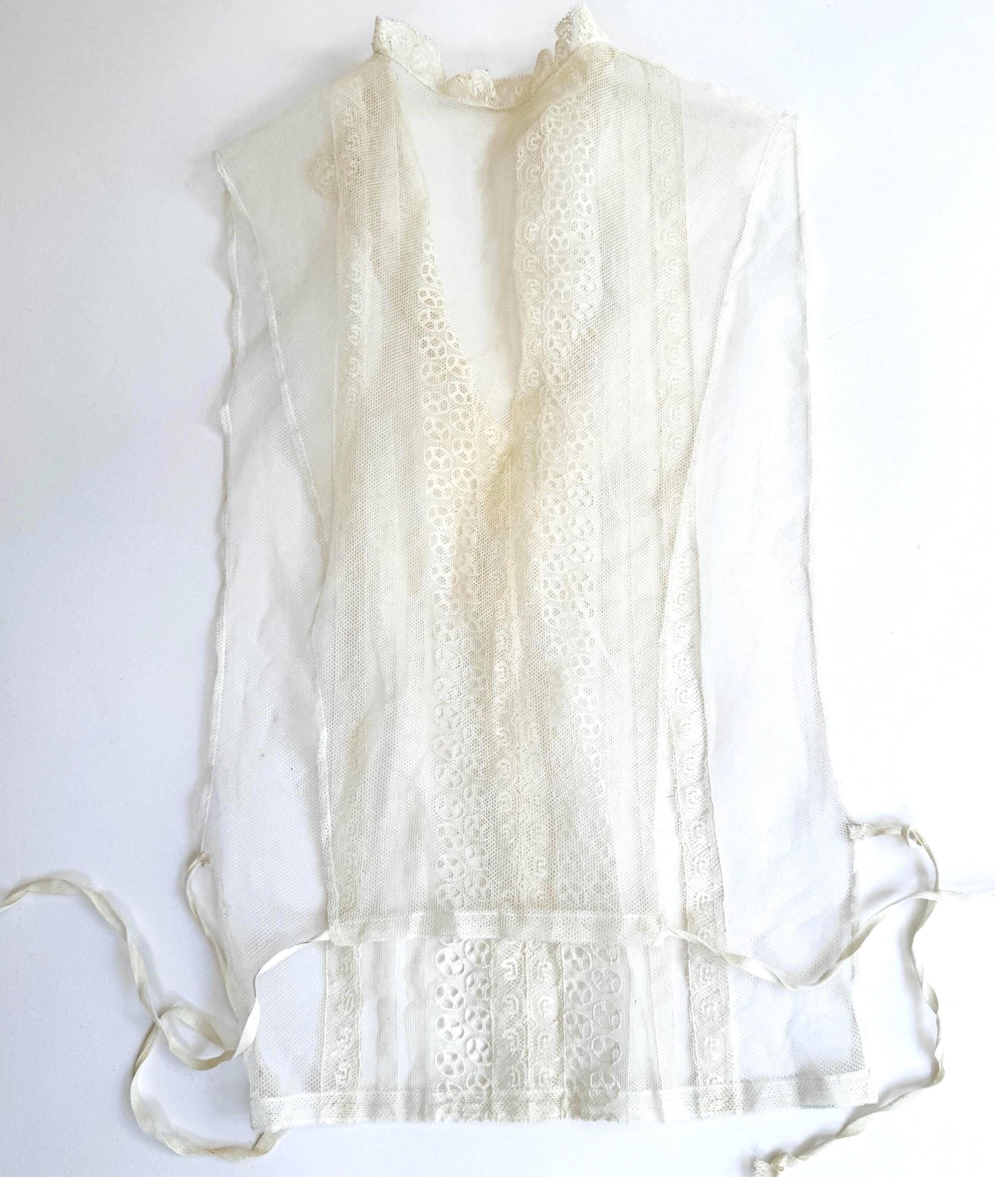 Edwardian Victorian Lace Dickie Jabot Handmade Antique Late 1800s Early 1900s Lingerie Undergarment Ecru White