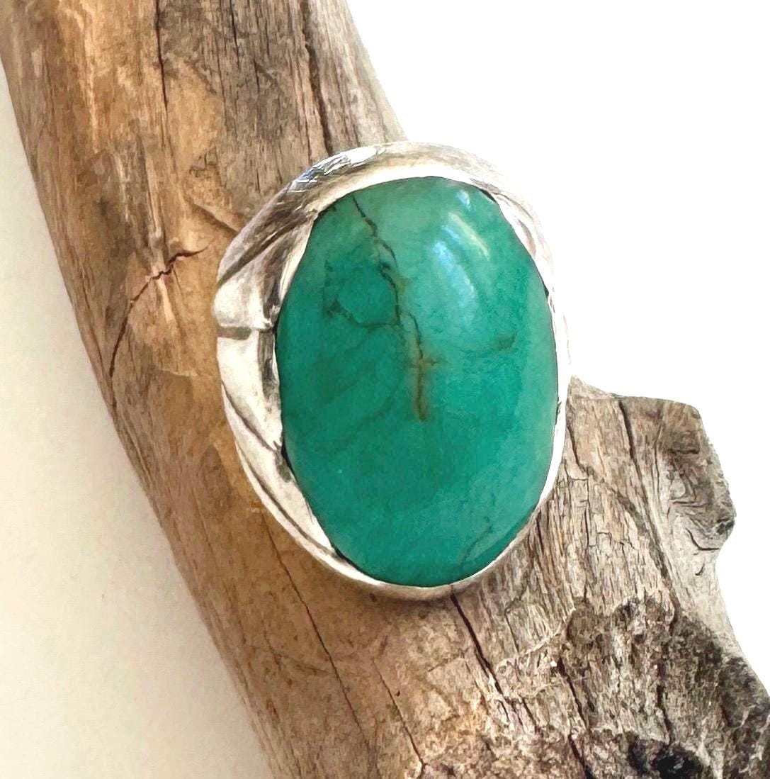 Bell Trading Turquoise Ring Vintage Native American Navajo Fred Harvey Trading Post Era Size