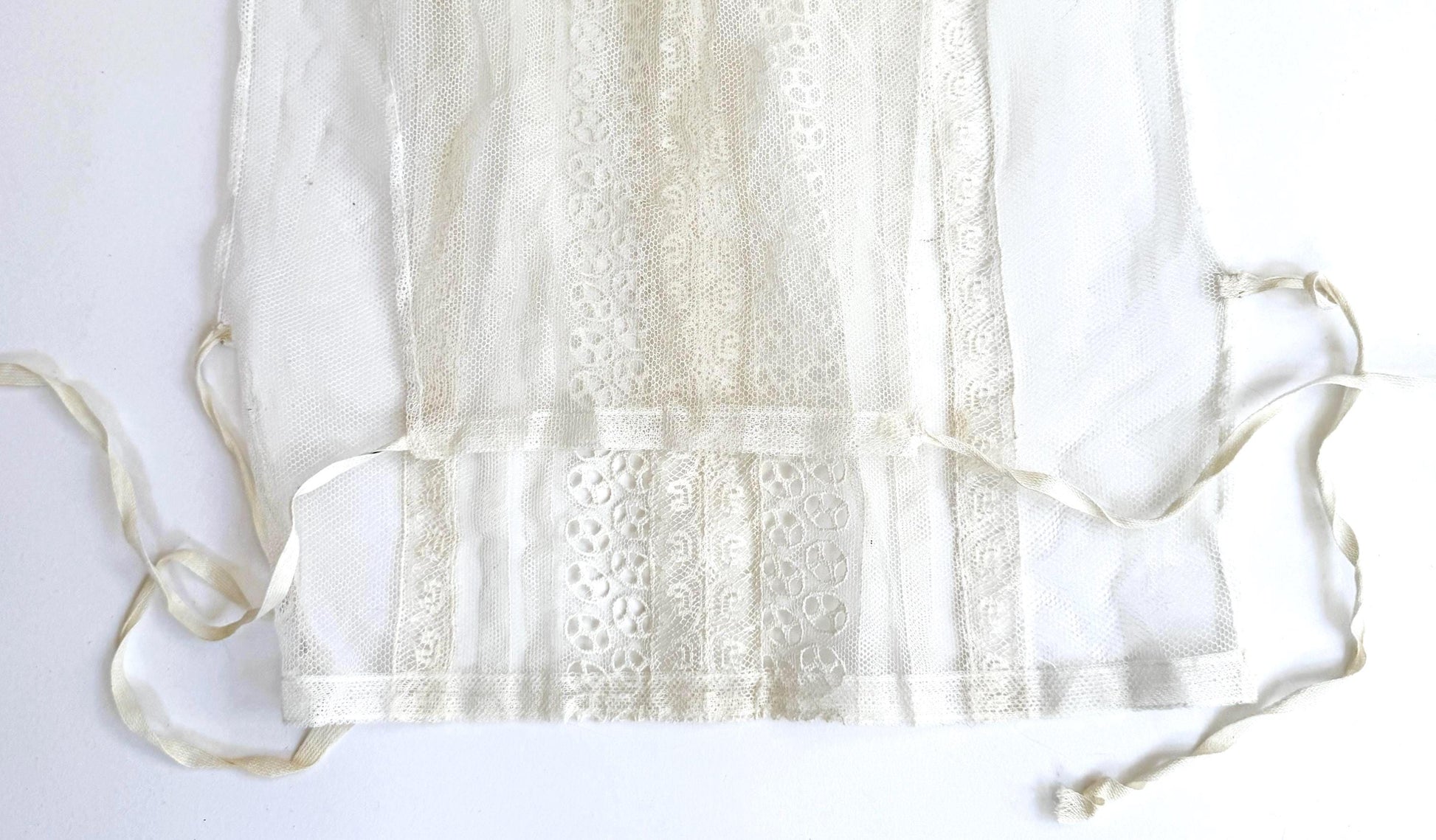 Edwardian Victorian Lace Dickie Jabot Handmade Antique Late 1800s Early 1900s Lingerie Undergarment Ecru White