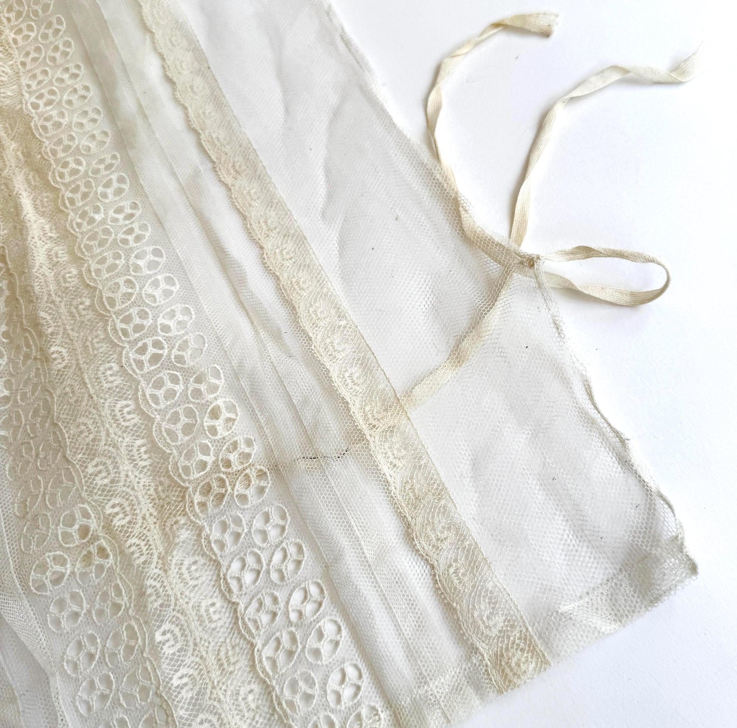 Edwardian Victorian Lace Dickie Jabot Handmade Antique Late 1800s Early 1900s Lingerie Undergarment Ecru White